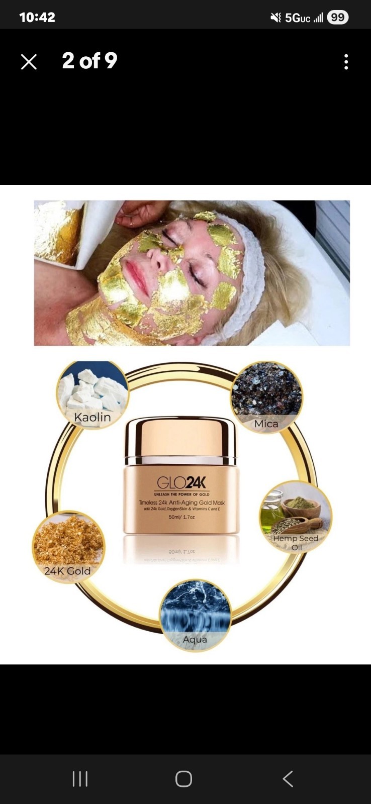 GLO24K ~ GLO 24K, ANTI-AGING, REJUVENATING, GOLD, EYE CREAM Rosehip Oil ~ 1.7 OZ