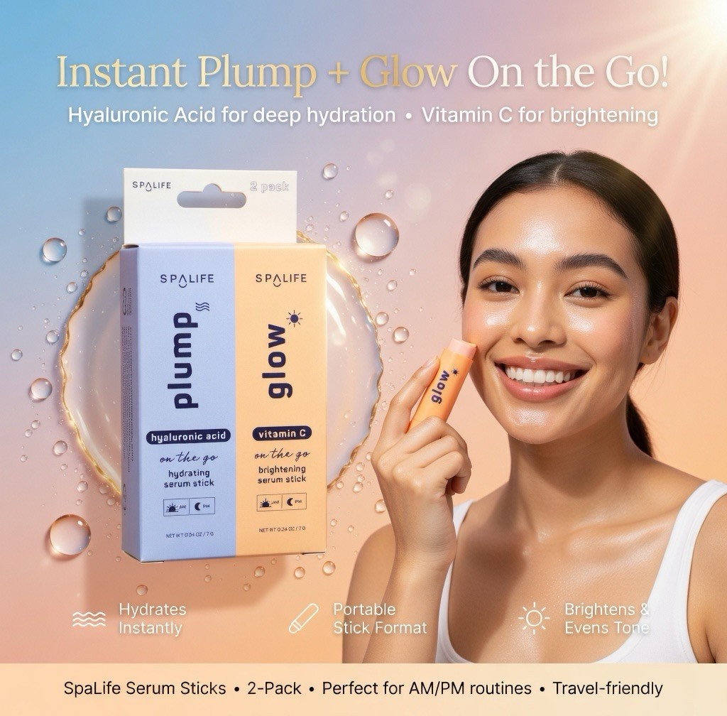 SpaLife Plump&Glow On The Go Hyaluronic Acid & Vitamin C Serum Sticks (0.24 oz)
