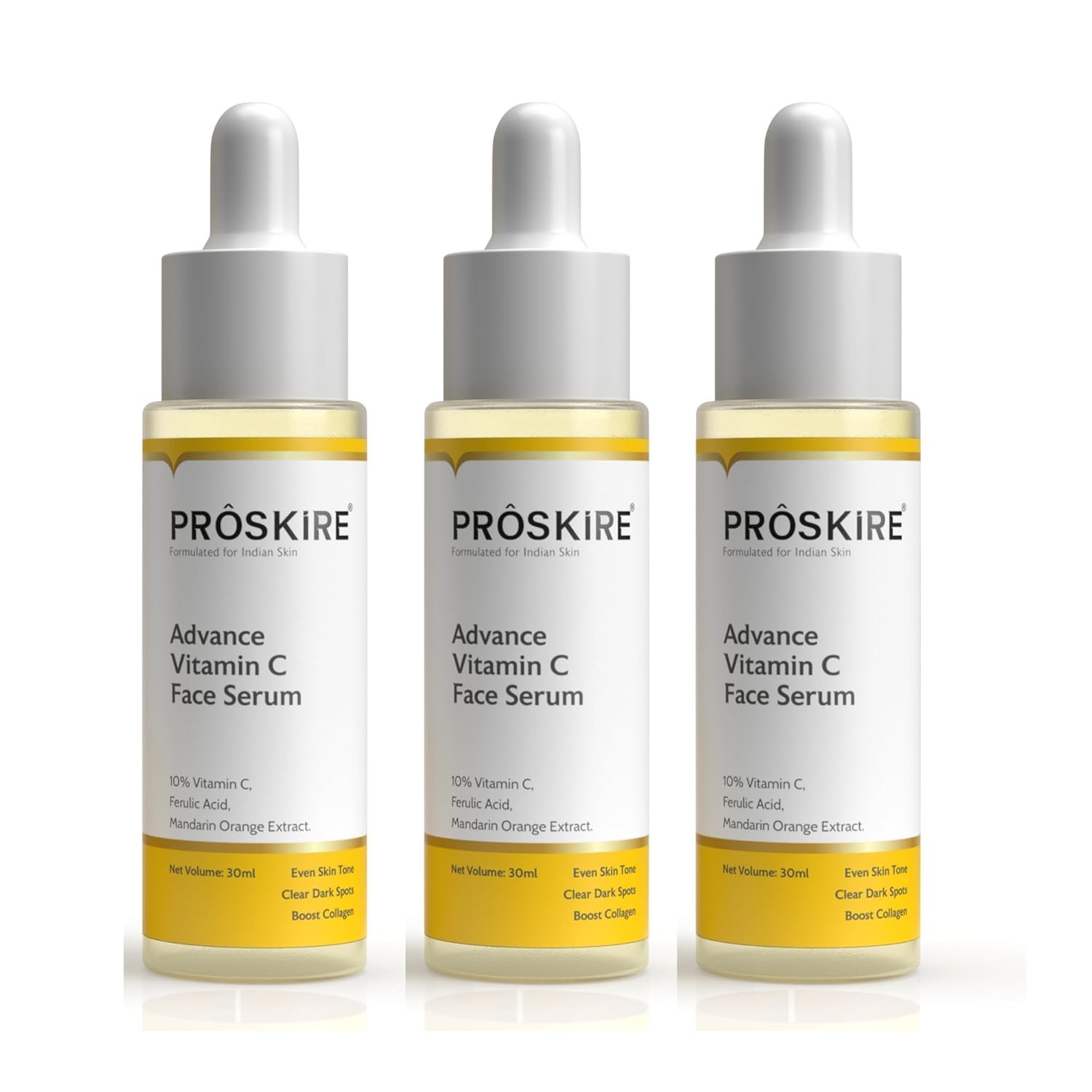 Proskire 10% Vitamin C Serum 30ml x3 Ferulic Acid Dark Spots Face Serum
