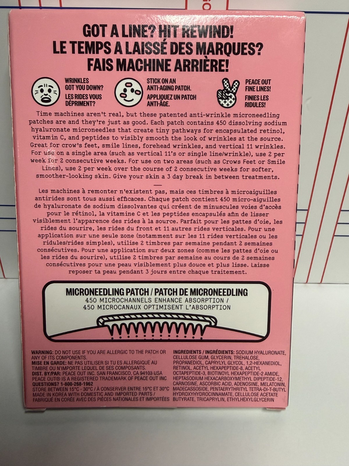 PEACE OUT Wrinkles 6 ANTI WRINKLE DISSOLVING MICRONEEDLING PATCHES w/retinol