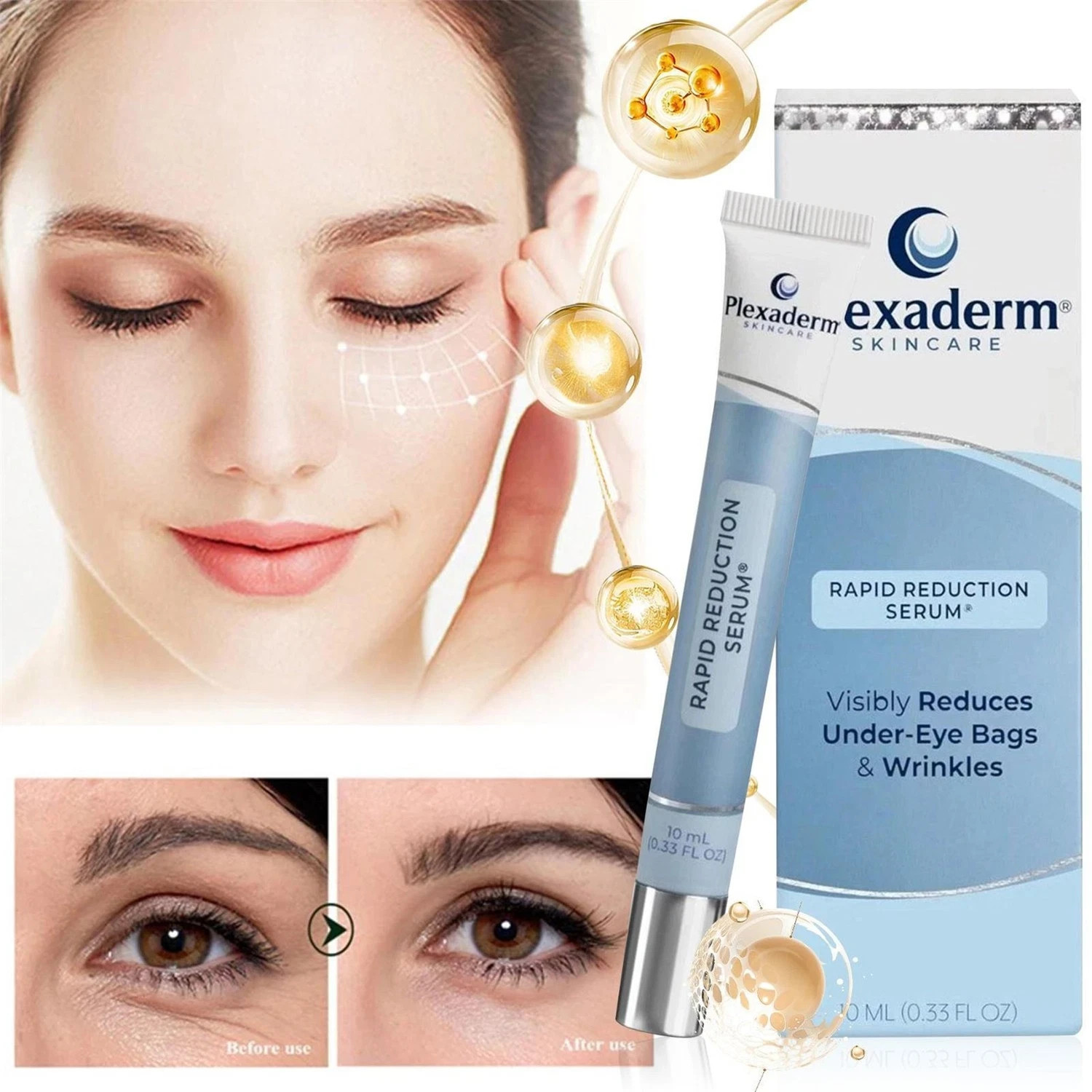 3 TUBES Plexaderm Rapid Reduction Serum-Visibly Reduces Under-Eye Bags&Wrinkless