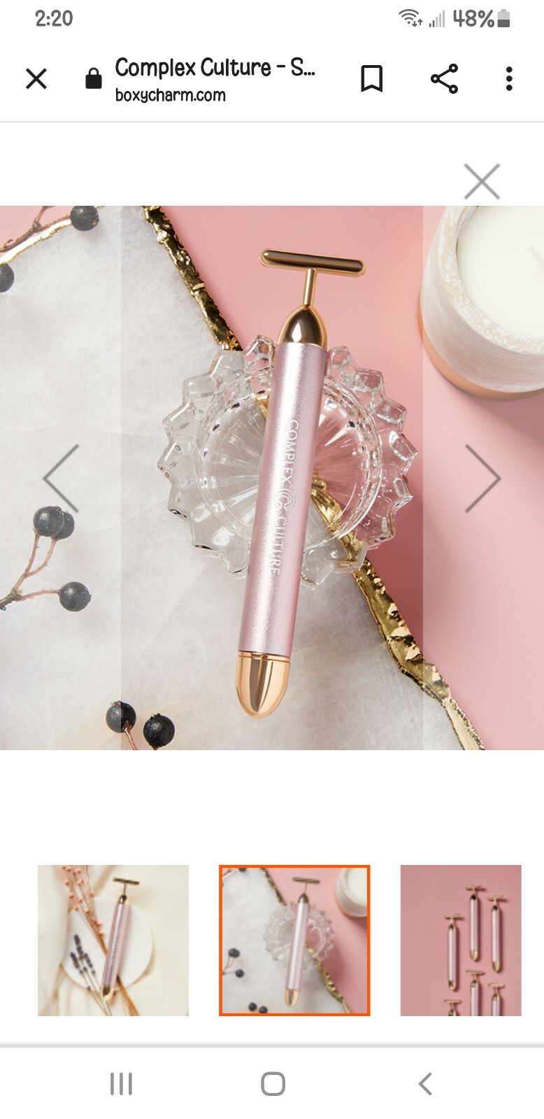 NIB COMPLEX CULTURE Sonic T-Bar Luxury Facial Massager Reduce Puffiness Tones