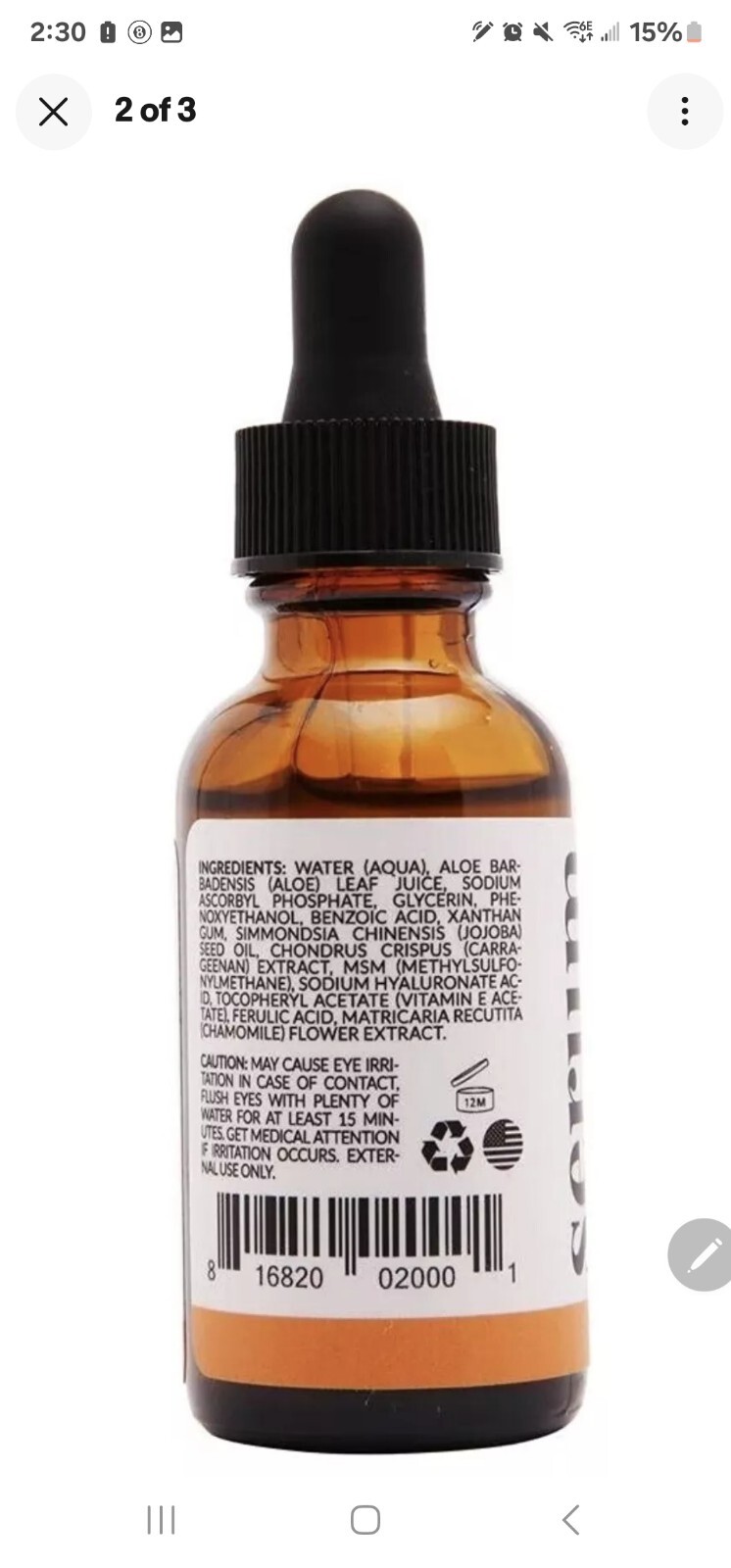 NEW Artnaturals Vitamin C Moisturizing + Brightening Serum Formula .33 oz