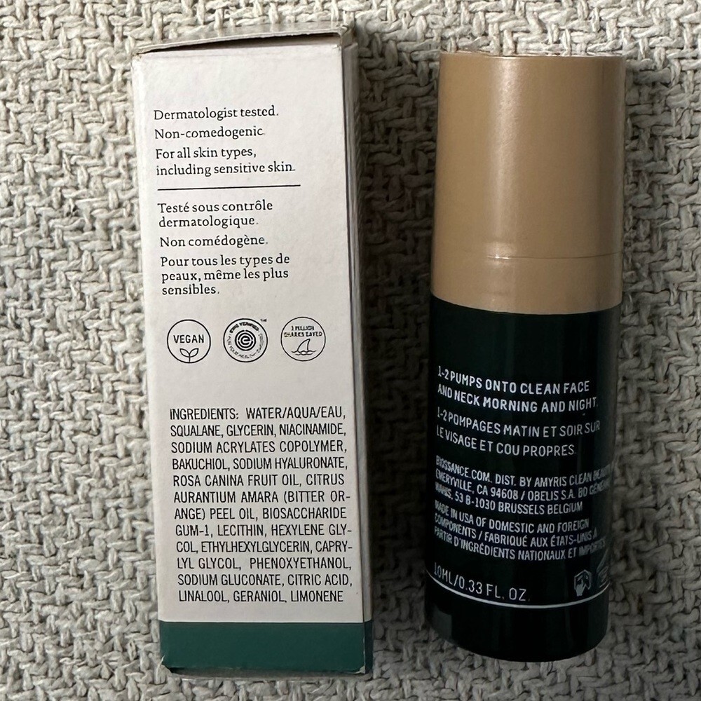 NEW Biossance Squaline and Phyto Retinol Serum 10mL/0.33 Fl oz