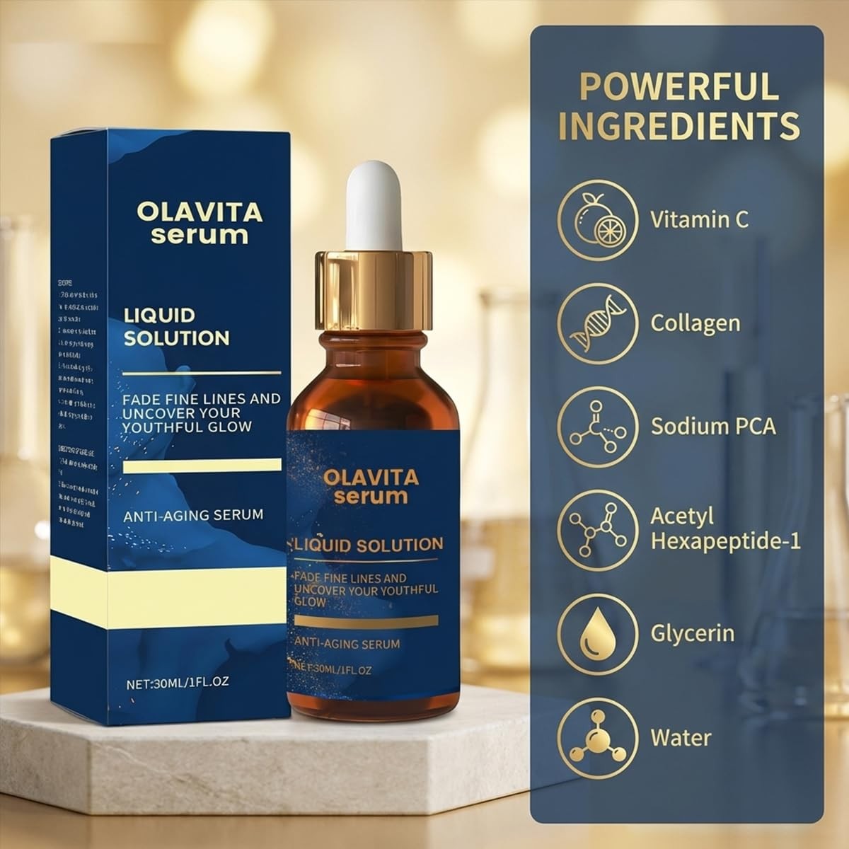 Olavita Liquid Solution Anti Aging Serum, New Upgraded Vitamin C & E Serum, B…