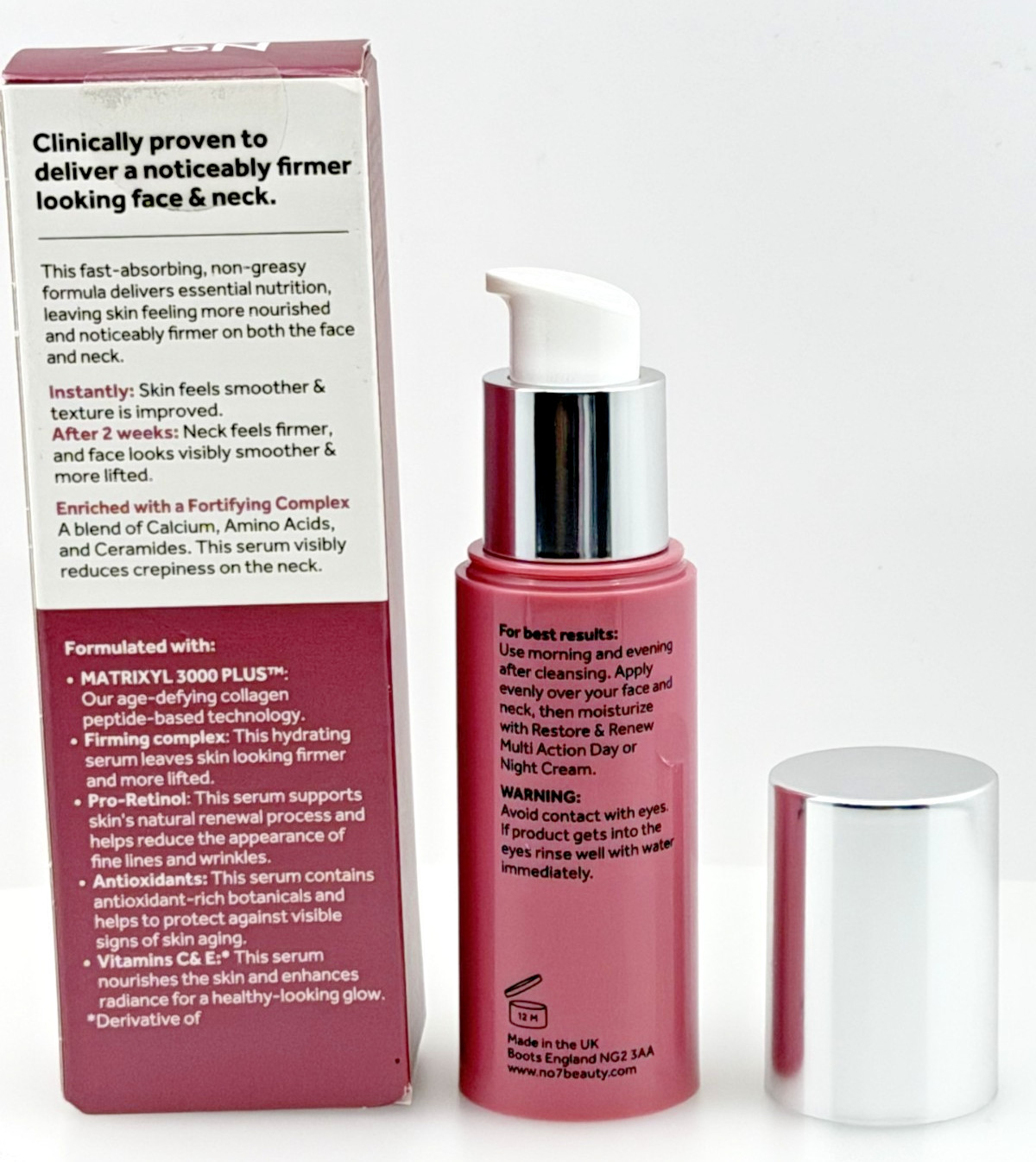 No7 Restore Renew Firms Face Neck Serum 30ml 1oz Anti Aging