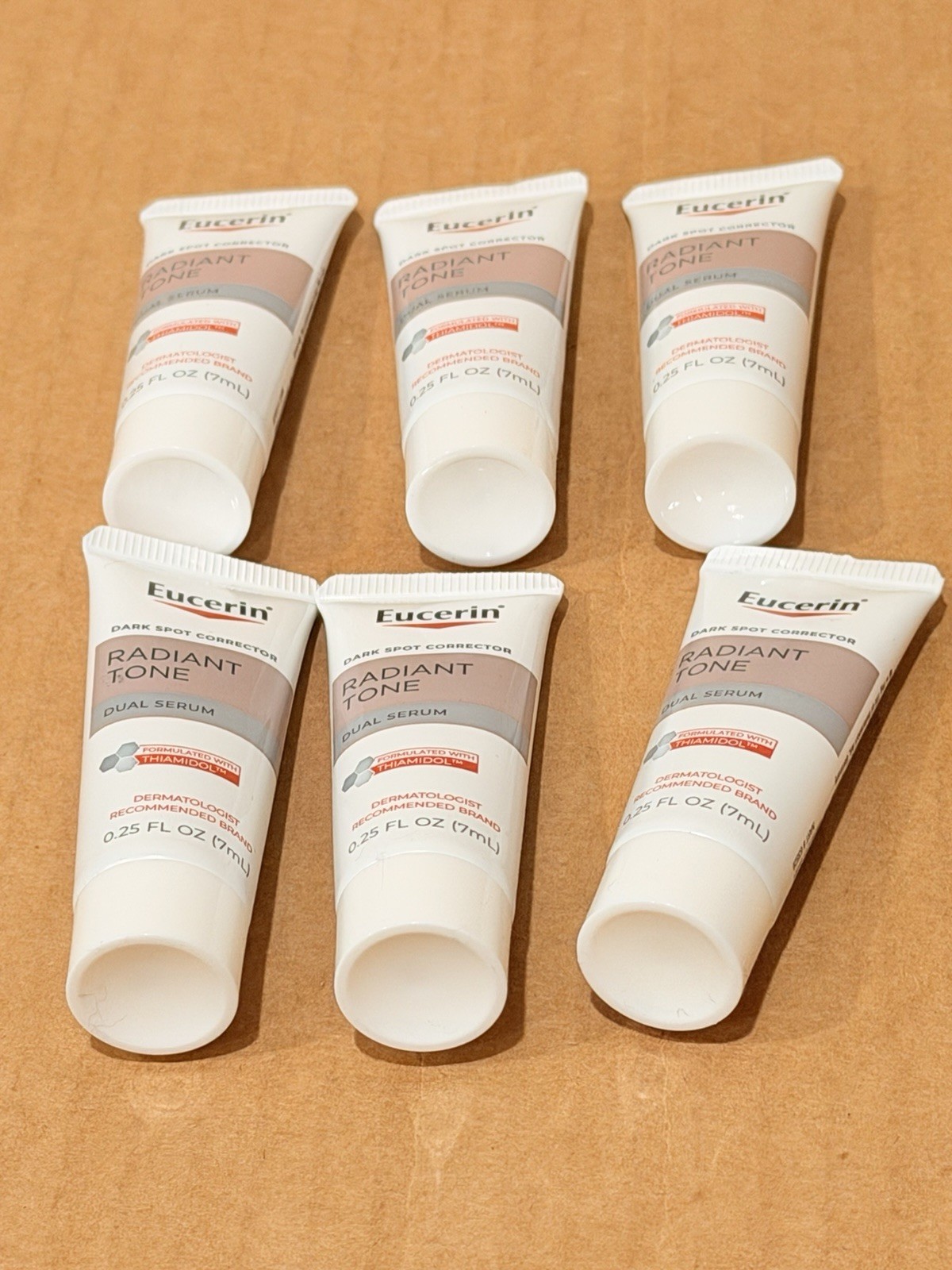6 X Eucerin Radiant Tone Dark Spot Corrector Dual Serum 0.25 Oz Travel Size