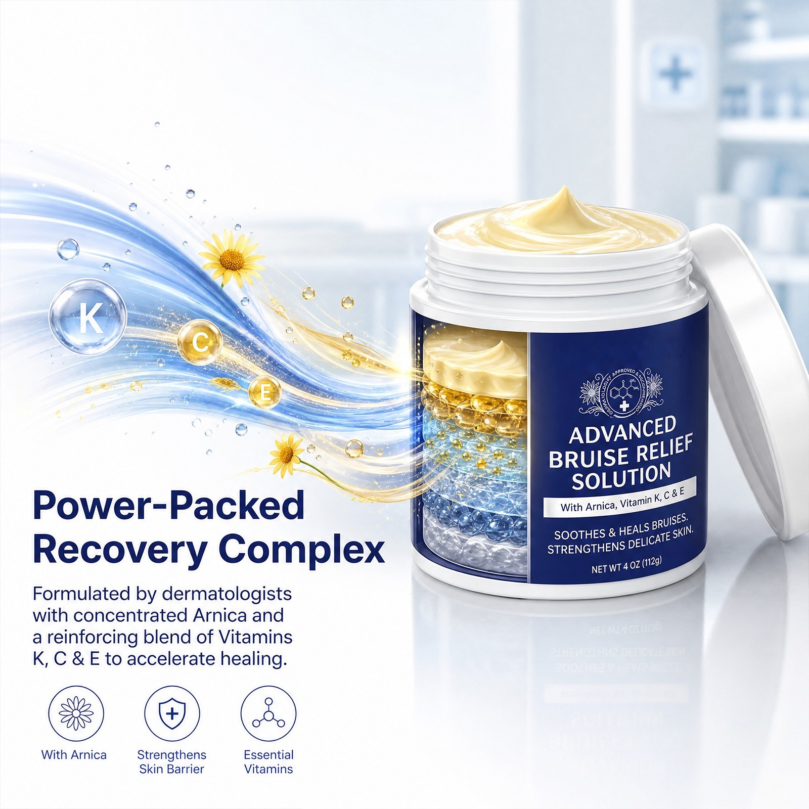 Arnica Bruise Repair Cream with Vitamin K C E Skin Renewal for Seniors Thin Skin
