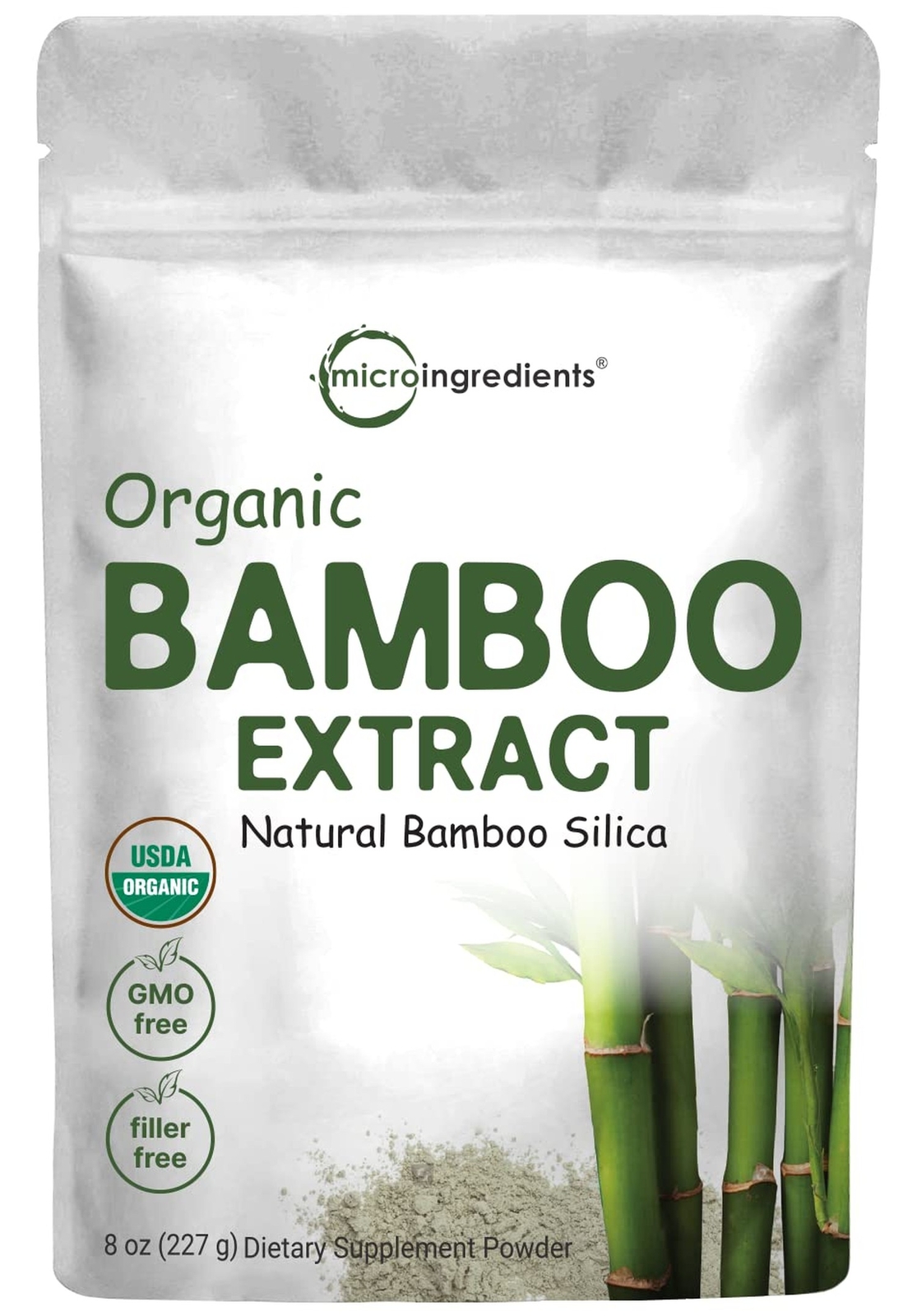 Micro Ingredients Organic Bamboo Extract Powder, 8 Ounce (1 Year Supply), Ric…