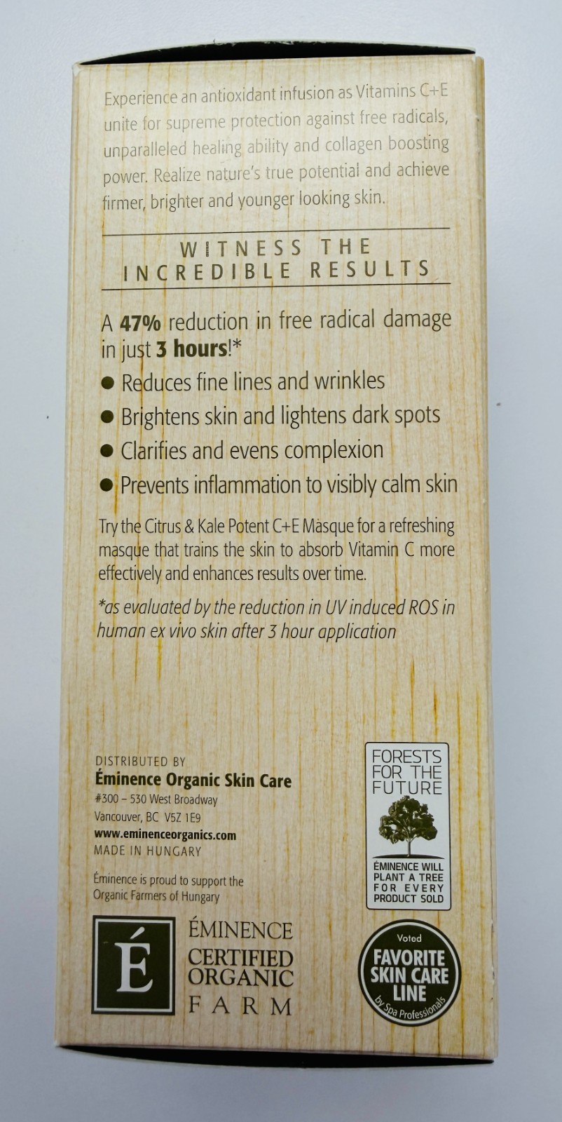 Eminence Organic Citrus Kale Potent C + E Serum 30ml BRAND NEW/NEVER OPENED