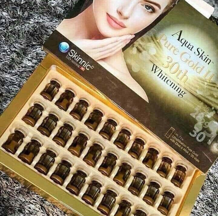 1 box Aqua Skin Pure Gold Anti Aging Whitening Serum (EXP.2029) DHL EXPRESS NEW