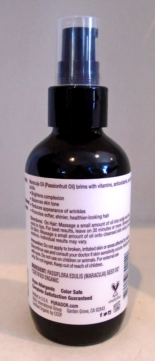 PURA D’OR Organic Maracuja Oil – Passion Fruit Seed Oil for shiny hair/skin 4 oz