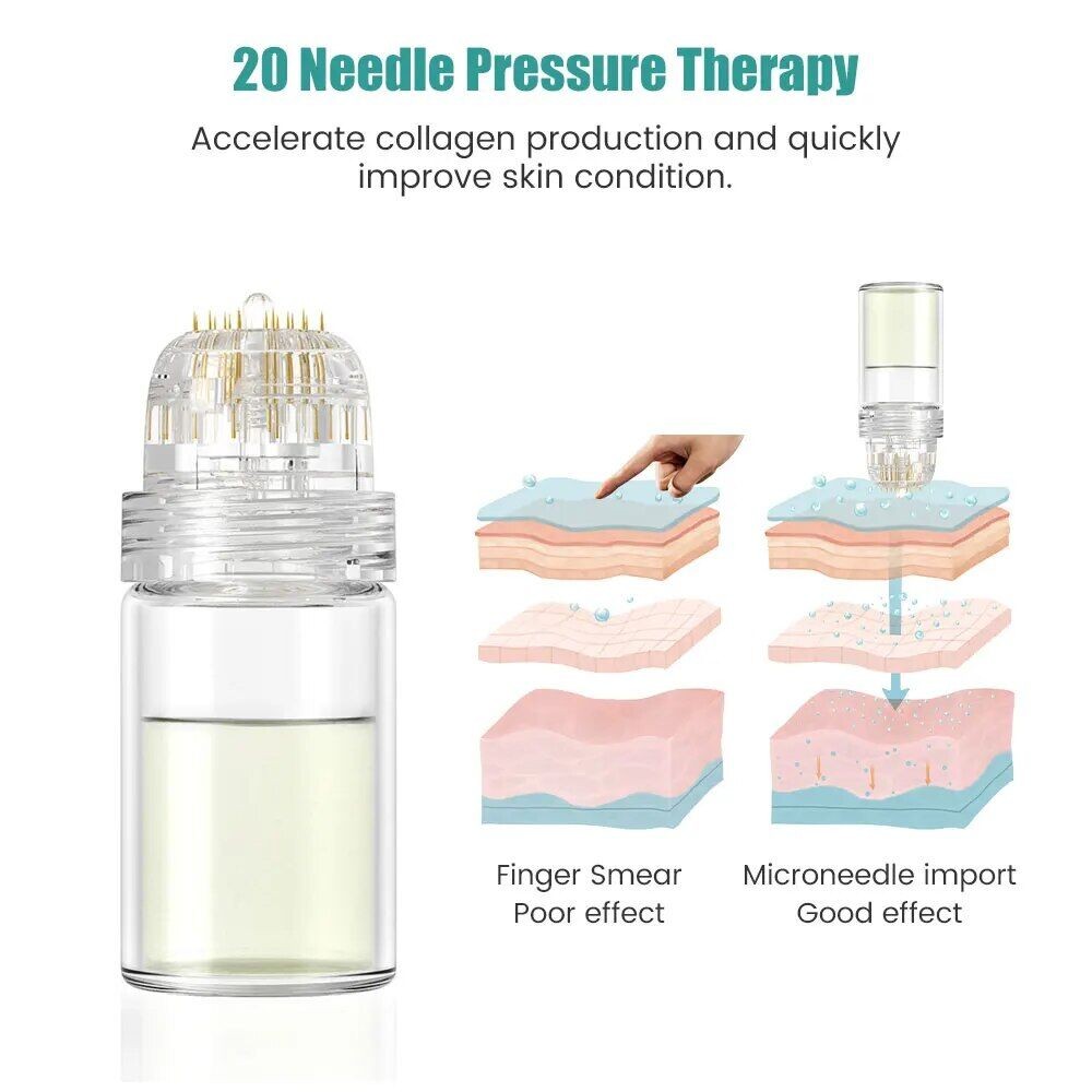 New 1Pcs 20 Pins 0.25~1.5mm Derma Roller With bottle Anti-Wrinkle Ant-Aging Tool