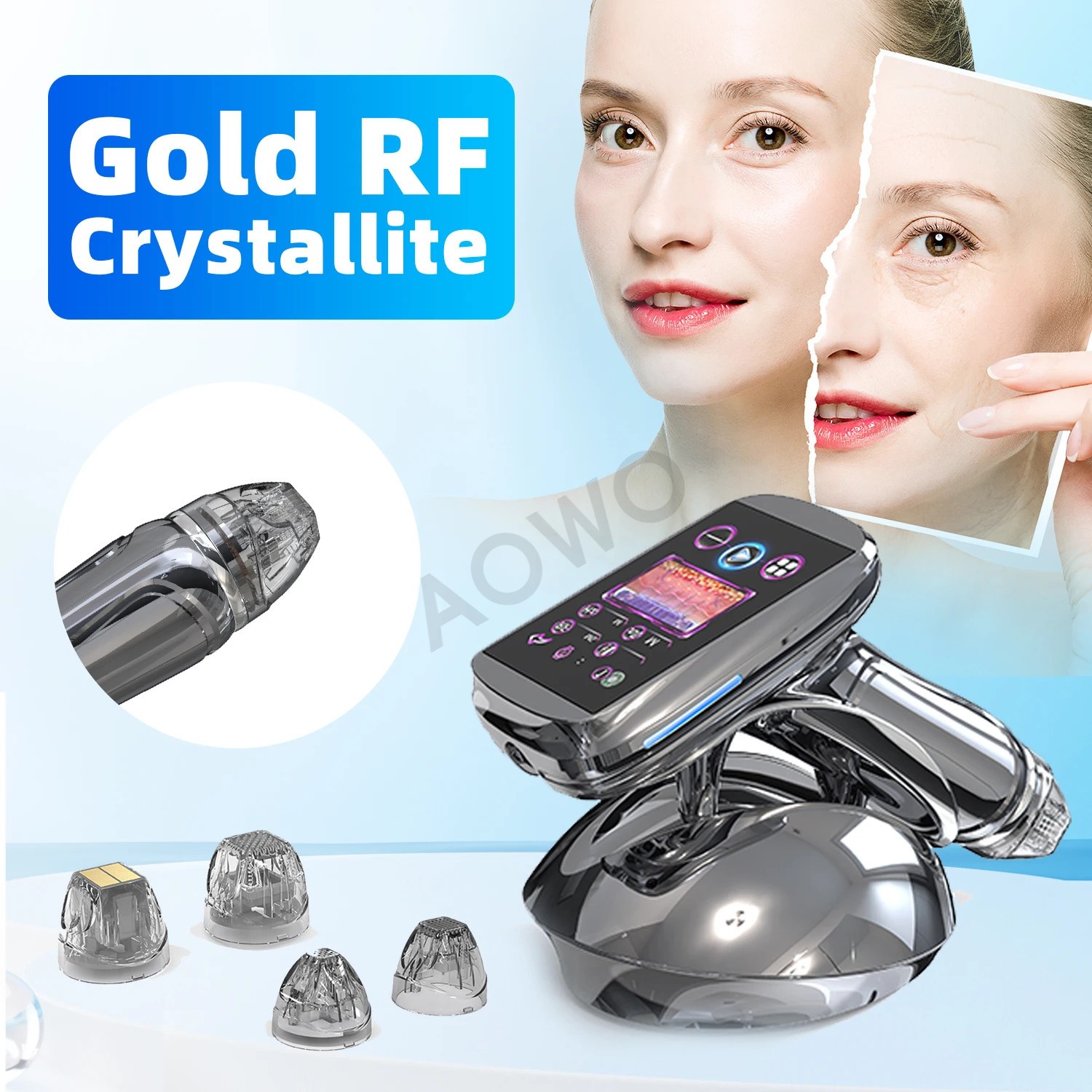 A68 Pro Handheld 4 tips Fractional Gold RF Microneedle Wrinkle Removal Device