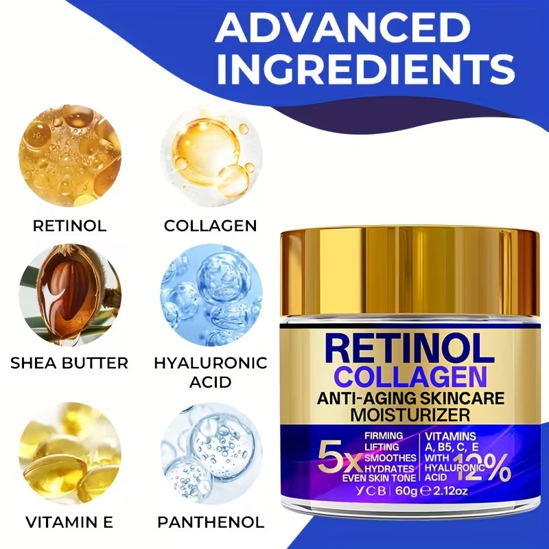 Retinol Collagen Moisturizing Cream 60g/2.12oz – Face Cream with Hyaluronic Acid