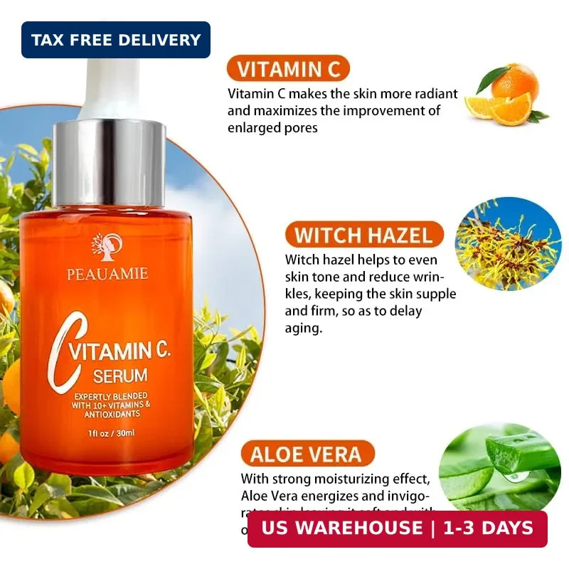 Peauamie Vitamin C Serum for Face Anti Aging with 2%Hyaluronic Acid and 1%Retino