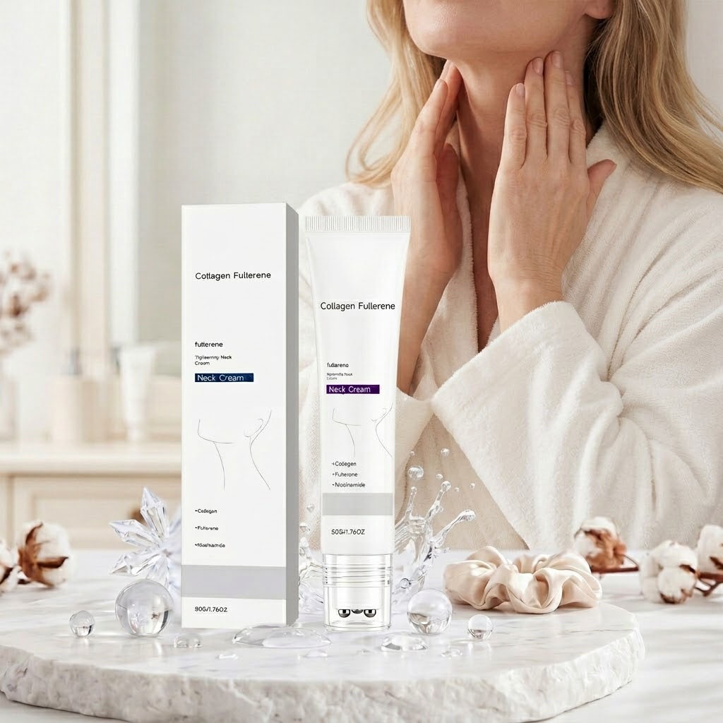 5PCS Magec Collagen Fullerene Neck Cream Firming Tightening with Roller 50g