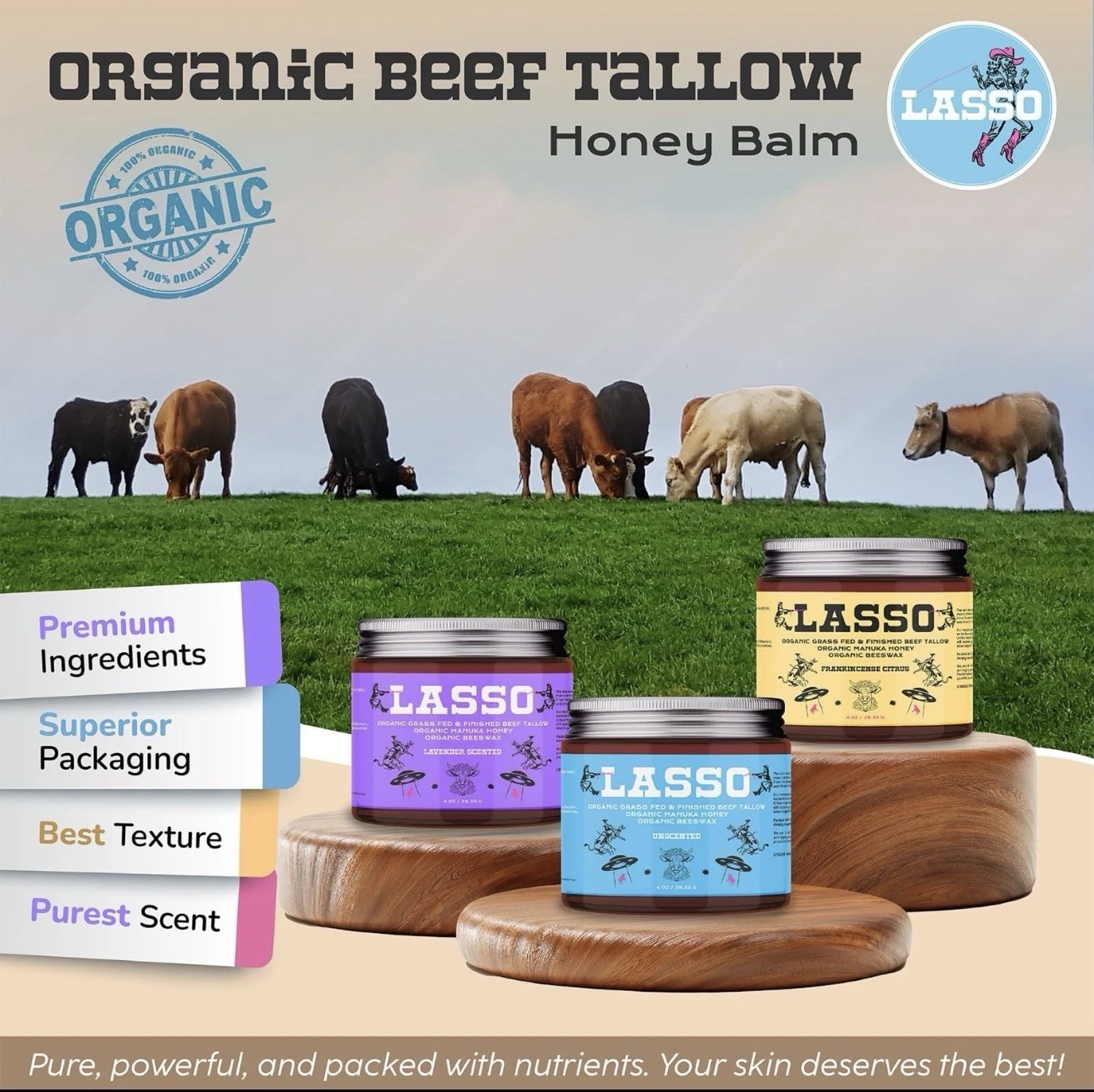 LASSO – Frankincense Citrus Beef Tallow and Manuka Honey Balm – Face Moisturi…
