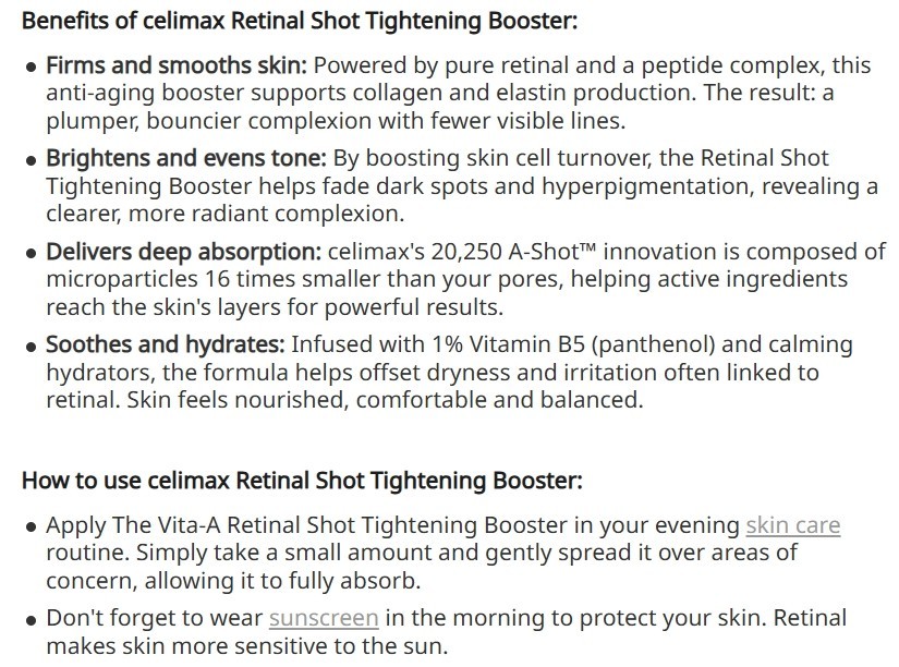 CELIMAX The Vita A Retinal Shot Tightening Booster 15ml Anti-aging Wrinkle Care