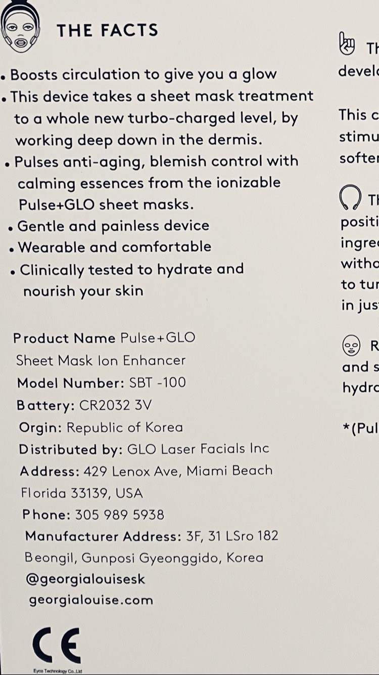 NIB Georgia Louise Pulse+GLO Sheet Mask lon Enhancer Authentic New/Sealed ✅ Out