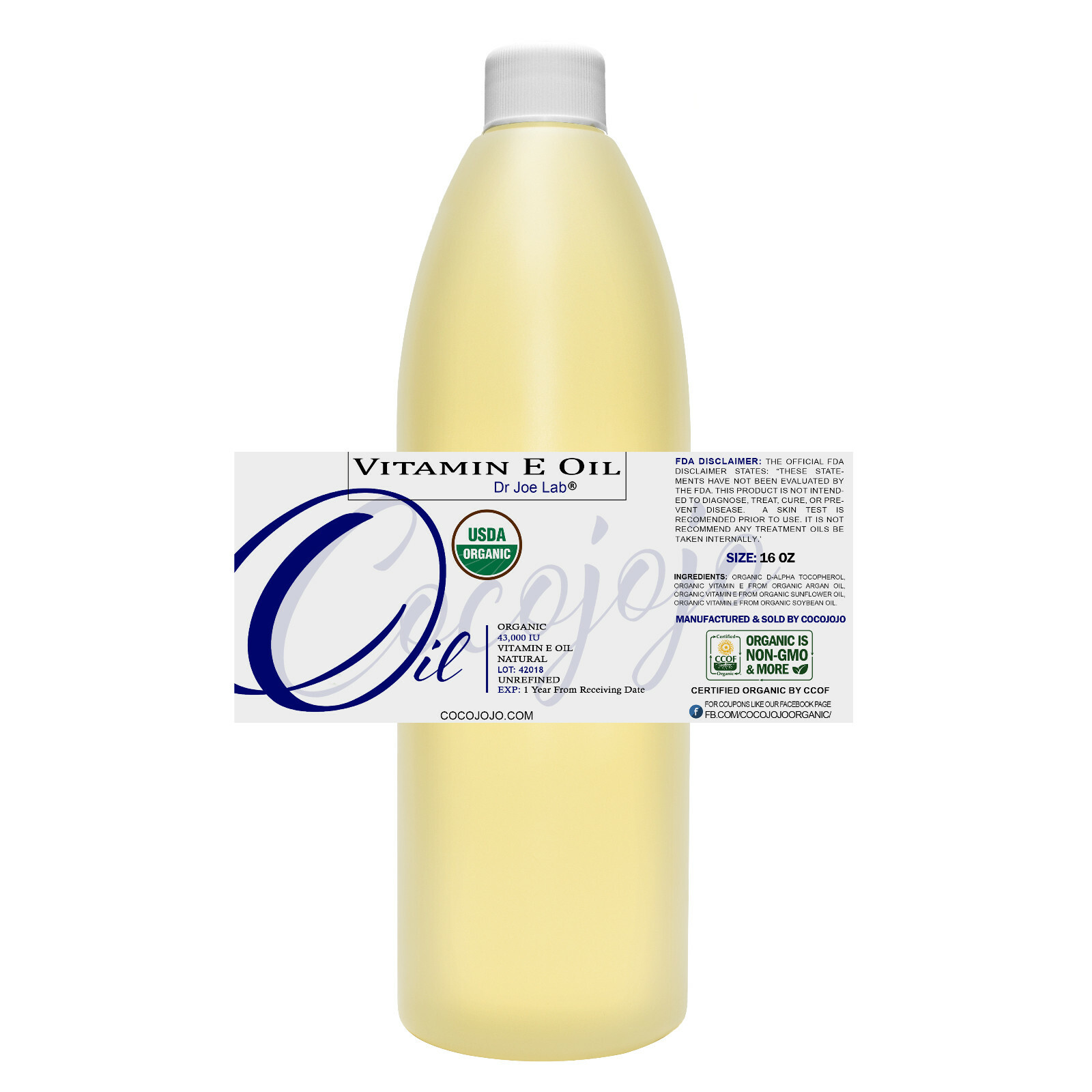 Vitamin E oil USDA Organic for hair face skin bulk moisturizer non gmo