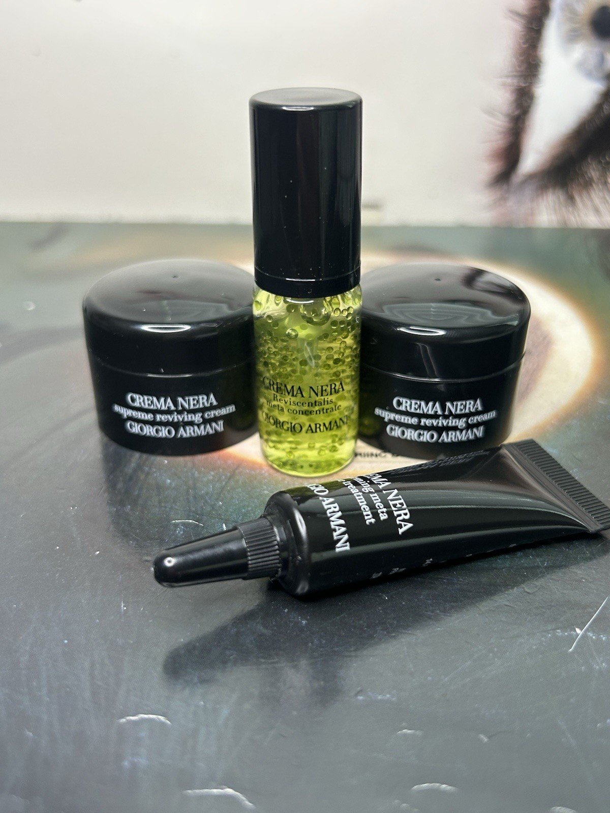 4 pc NIB Giorgio Armani CREMA NERA ANTI-AGING eye treatment, Serum & Moisturizer