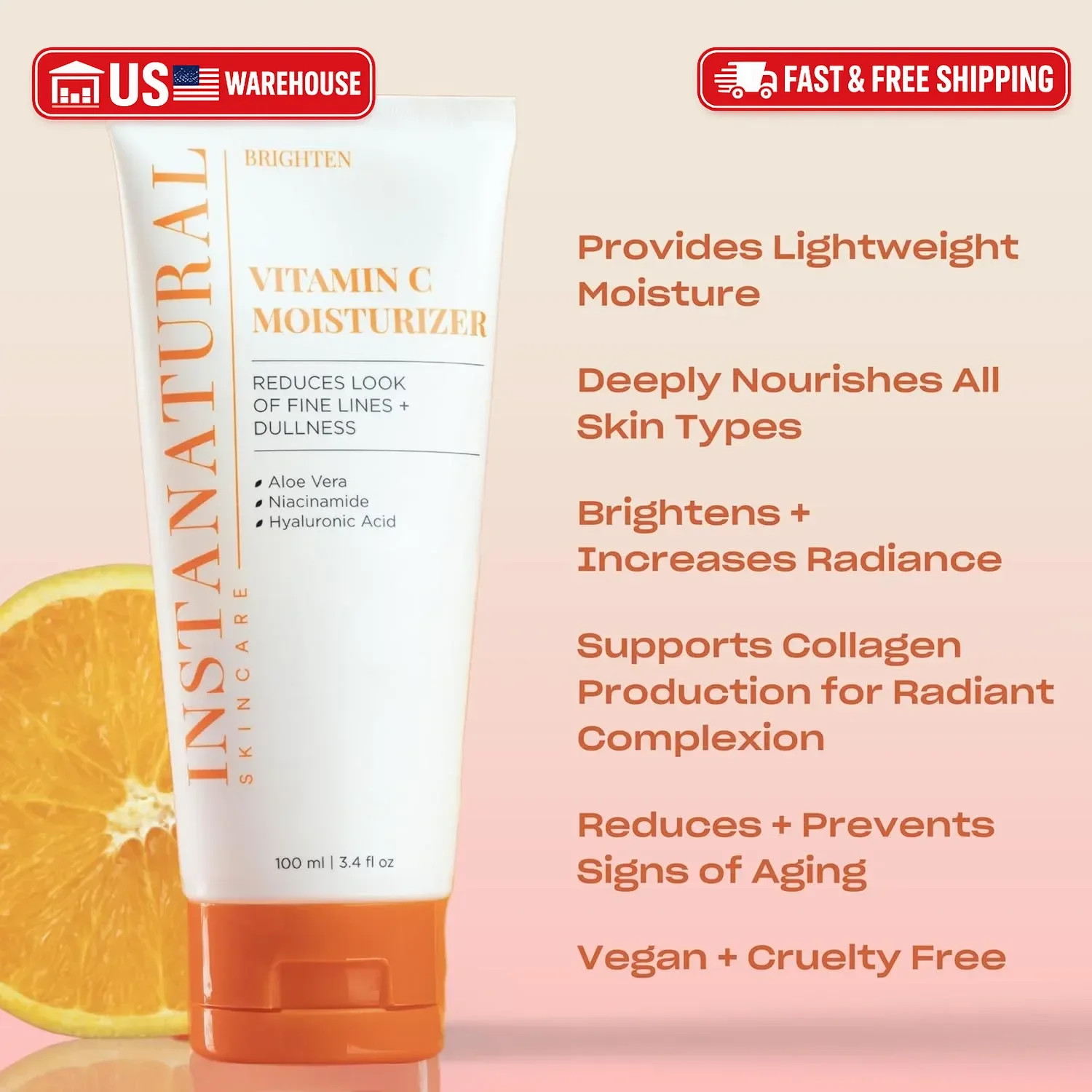 InstaNatural Vitamin C Moisturizer Face Cream, Brightens and Reduces the Look of