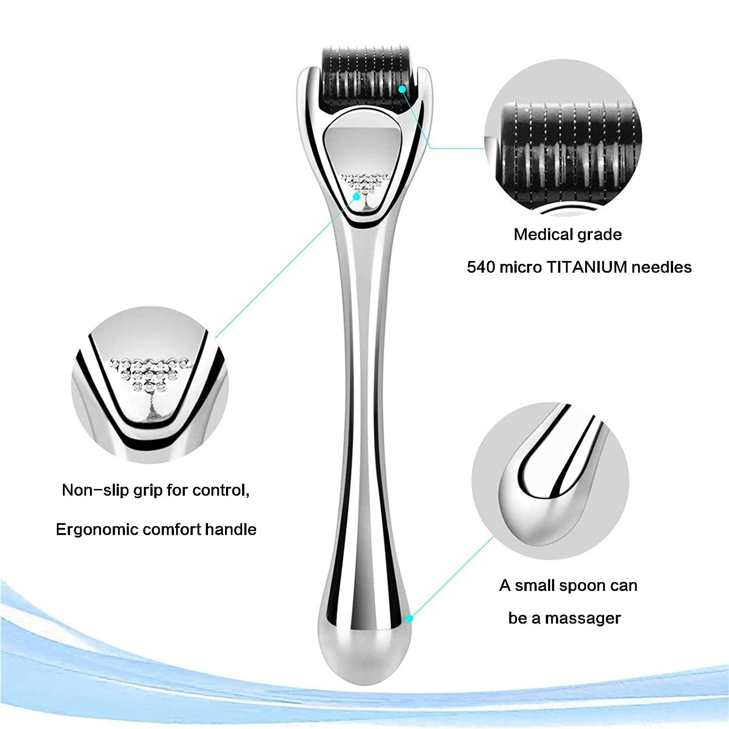 Beard Derma Roller 540 Titanium Micro Needle Derma Roller 1.0 mm Hair Growth