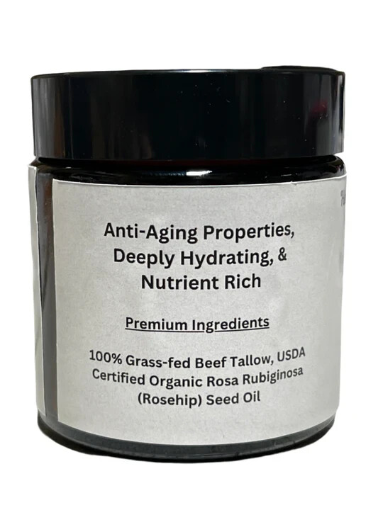 Tallow Ultimate Face & Body Cream w/Organic Rosehip, Jojoba Oils 100% Pure 4oz
