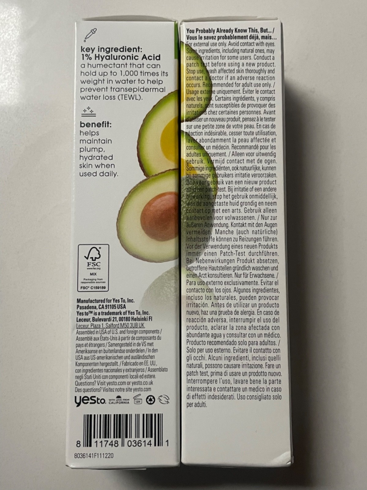 Yes to Avocado Fragrance Free Daily Cream Cleanser & (2) Face Serum – New