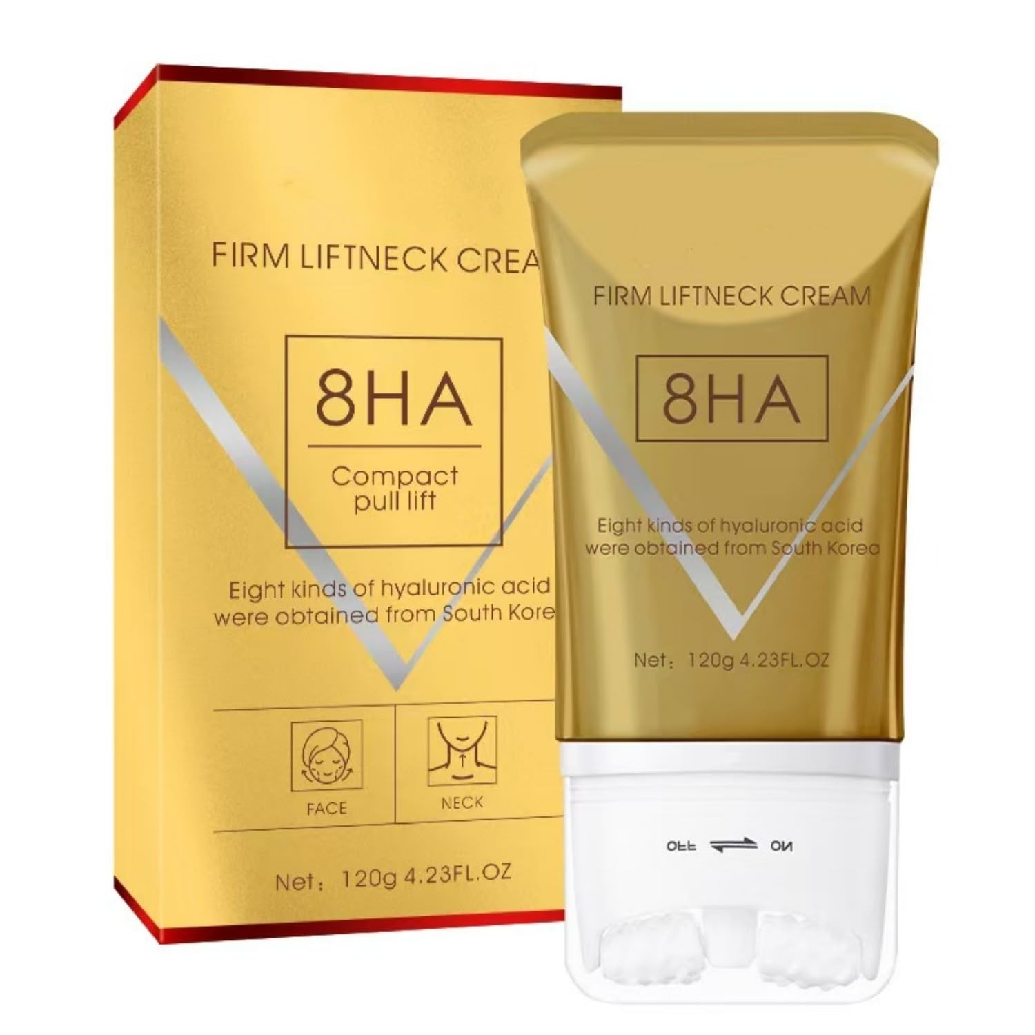 Smooth and Tighten Neck Skin with AH-8 Firming Cream & Massage Roller 4.2 Fl Oz