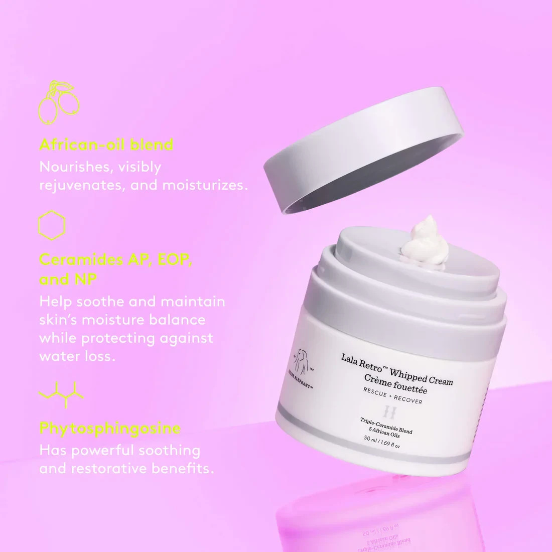 Drunk Elephant Lala Retro Whipped Cream 50ml – 2 Pack Deep Hydration Moisturizer