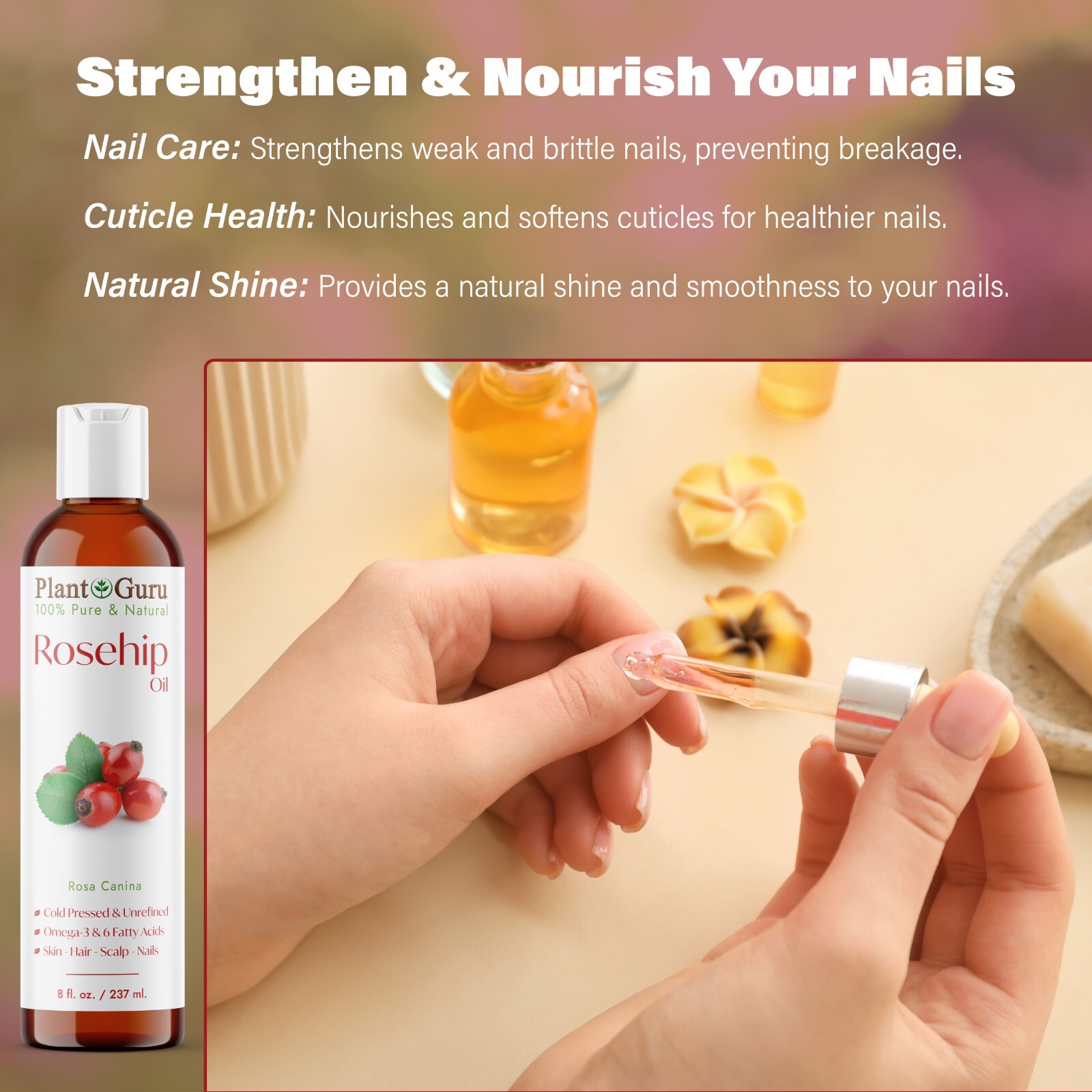 Rosehip Seed Oil Cold Pressed UNREFINED 100% Pure Natural For Skin Face Hair
