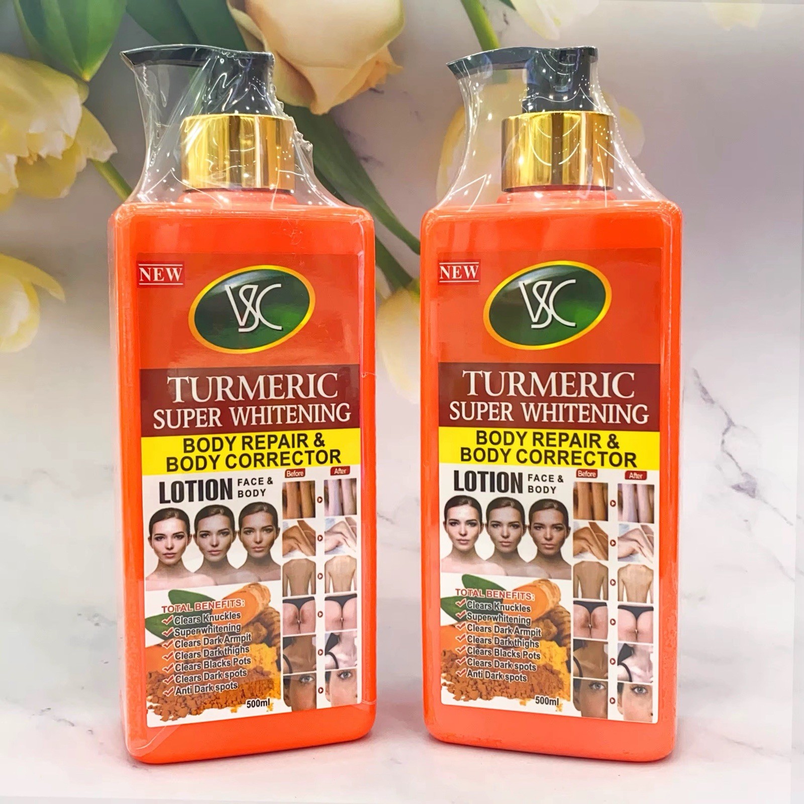 2- Pack VSC Turmeric Whitening Face & Body Lotion 500ml 💯 Original