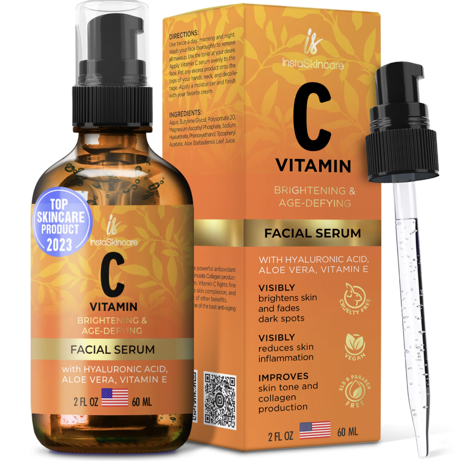 TruSkin Vitamin C Facial Serum w/Vitamin E, Aloe & Hyaluronic acid 2 oz exp12/26