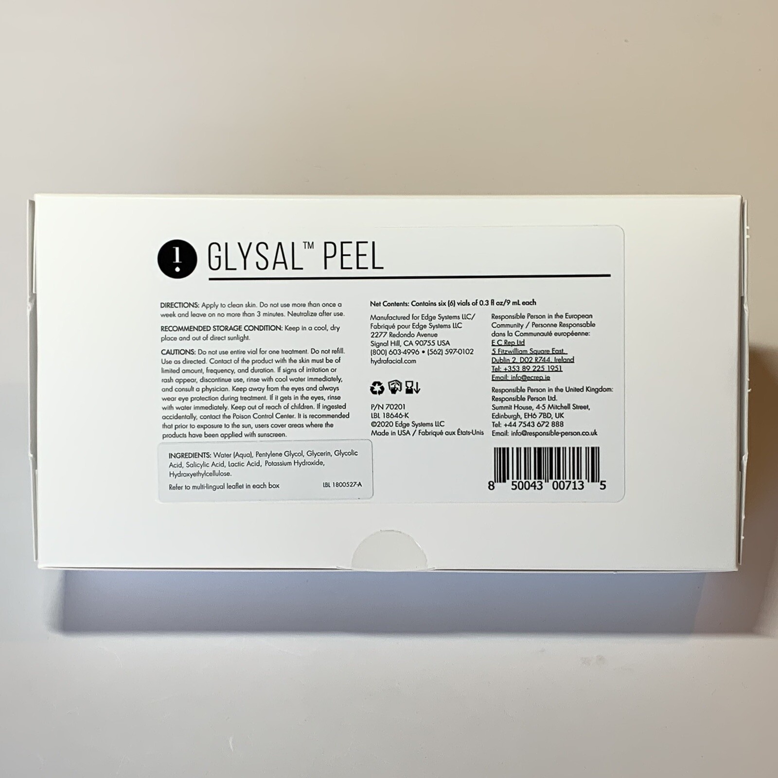 GlySal Peel (15% Glycolic) – Box of 6 Vials – 03/2026 for Hydrafacial Handpiece