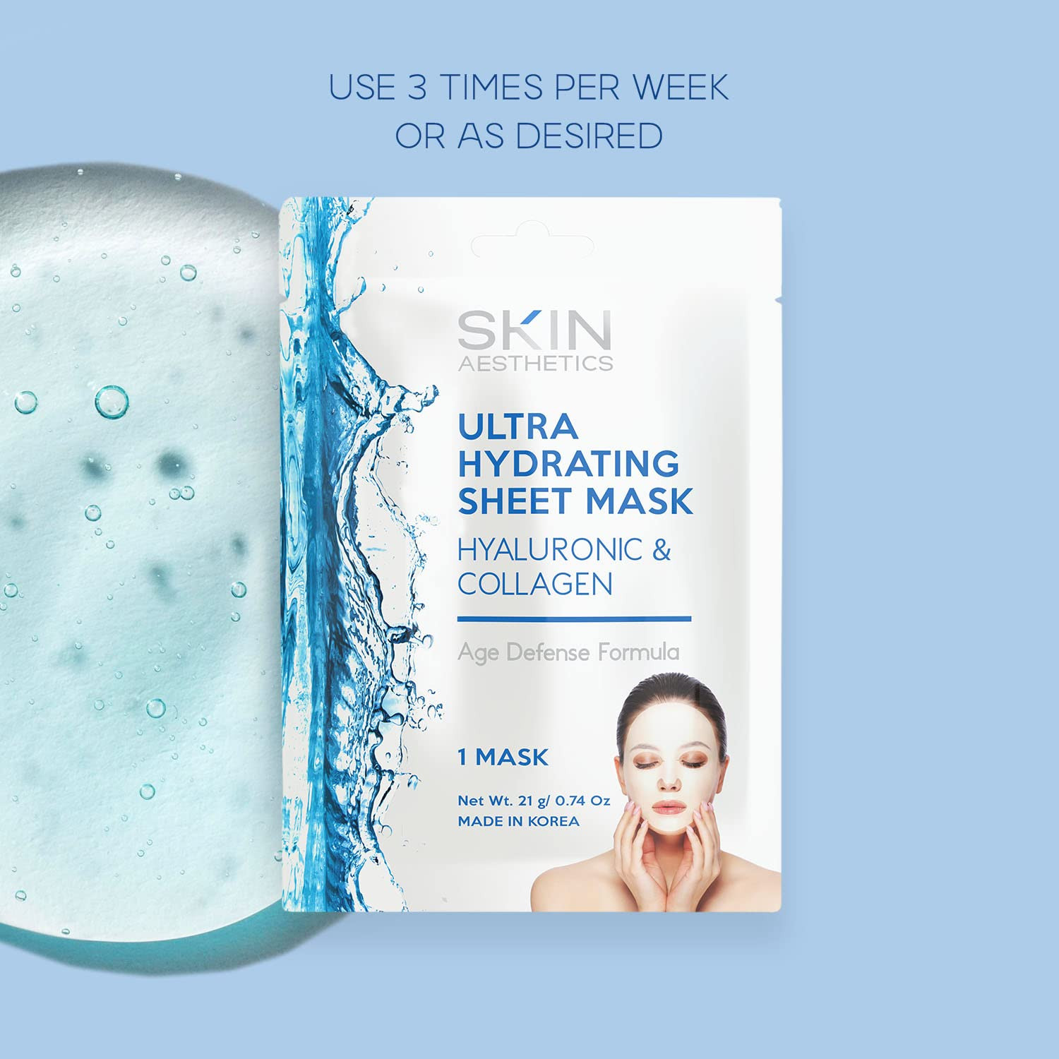 Hyaluronic & Collagen Sheet Face Mask – Skin Firming, Anti-Aging, Moisturizing &