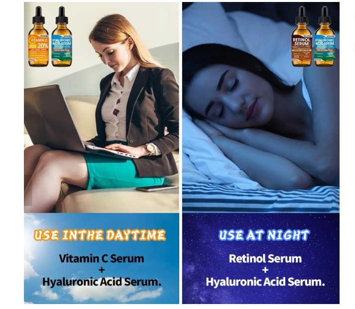 3 Pack Face Serum Set – Vitamin C, Hyaluronic Acid & Retinol