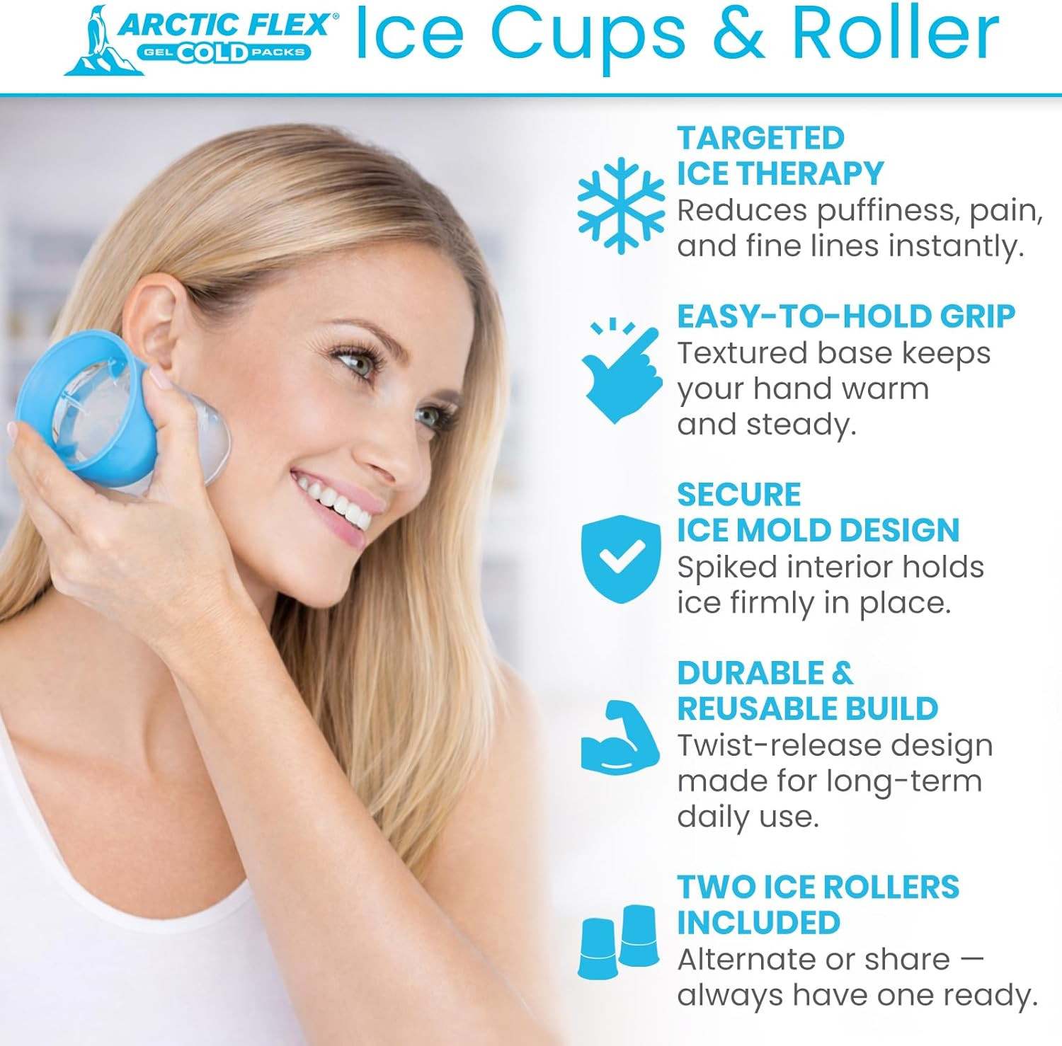 Arctic Flex Ice Roller for Face, Eyes & Neck (2 Pack) – Facial Ice Cube Roller M
