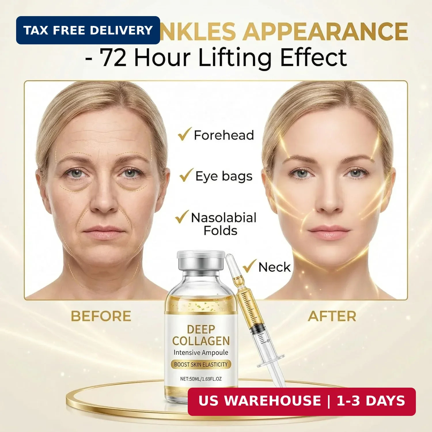 2PCS Silk Peptide Intensive Lifting Ampoule,Facial Serum with Deep Collagen & Si
