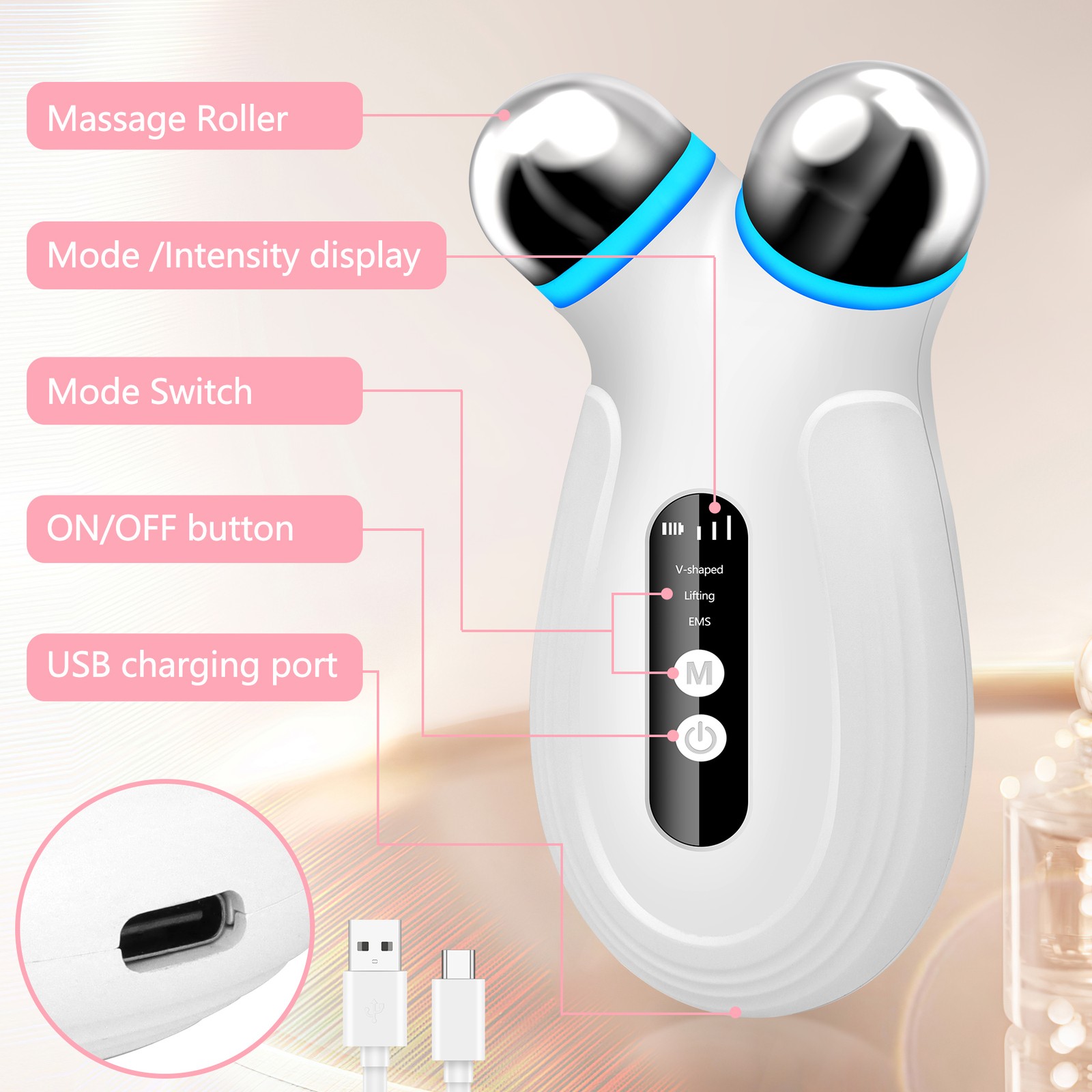 Anti Aging And Wrinkles Microcurrent Facial Device, Boost Skin Care Products Abs