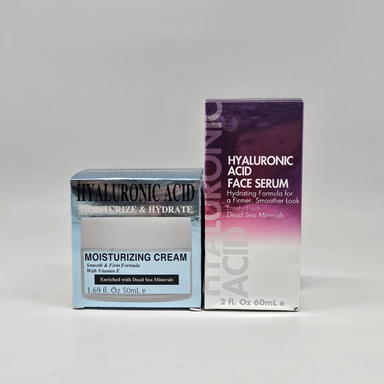 2 Piece Set HYALURONIC ACID WITH DEAD SEA SALTS Moisturizing Cream + Face Serum