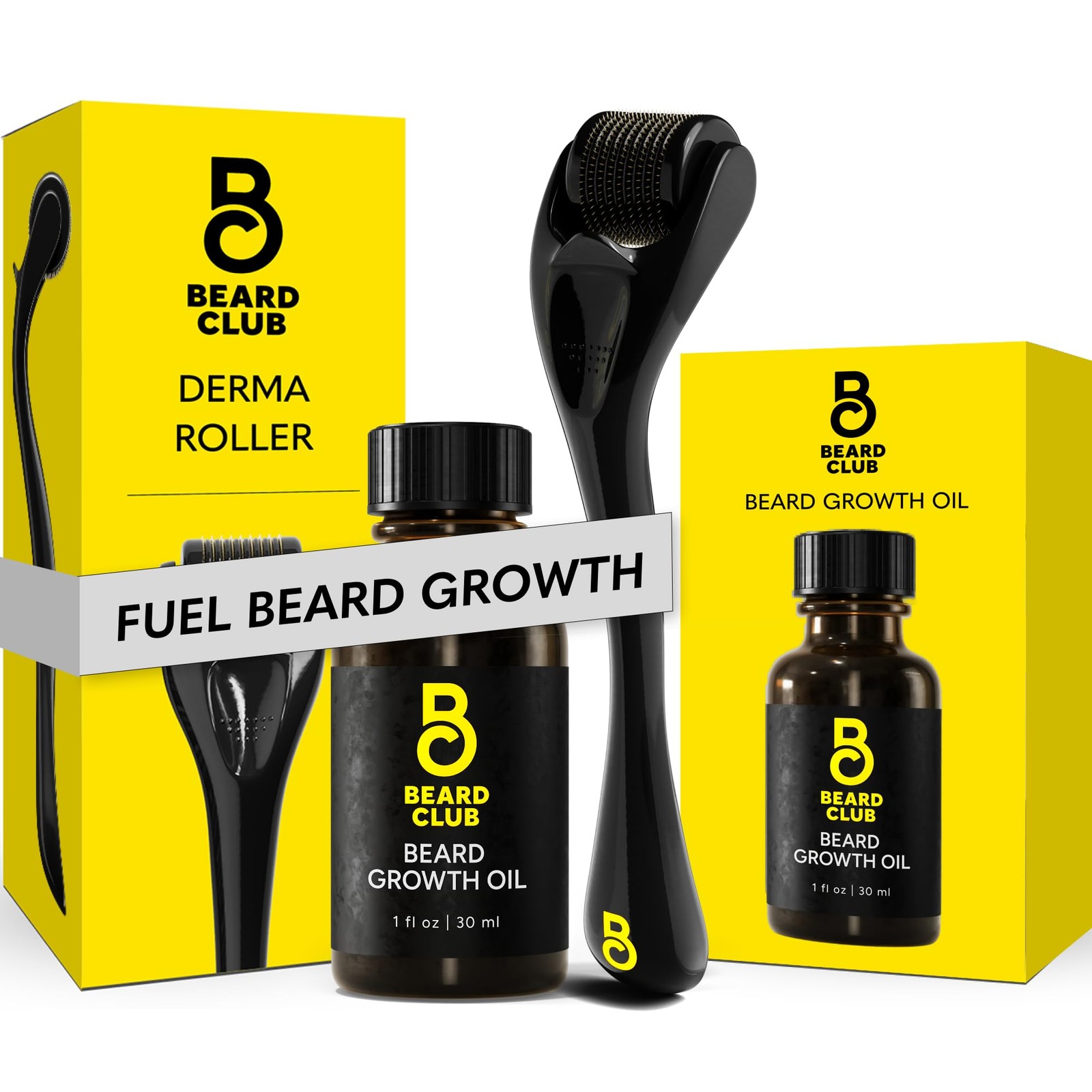 Beard Club Derma Roller & Beard Growth Oil – Microneedling Roller with 540 Ti…