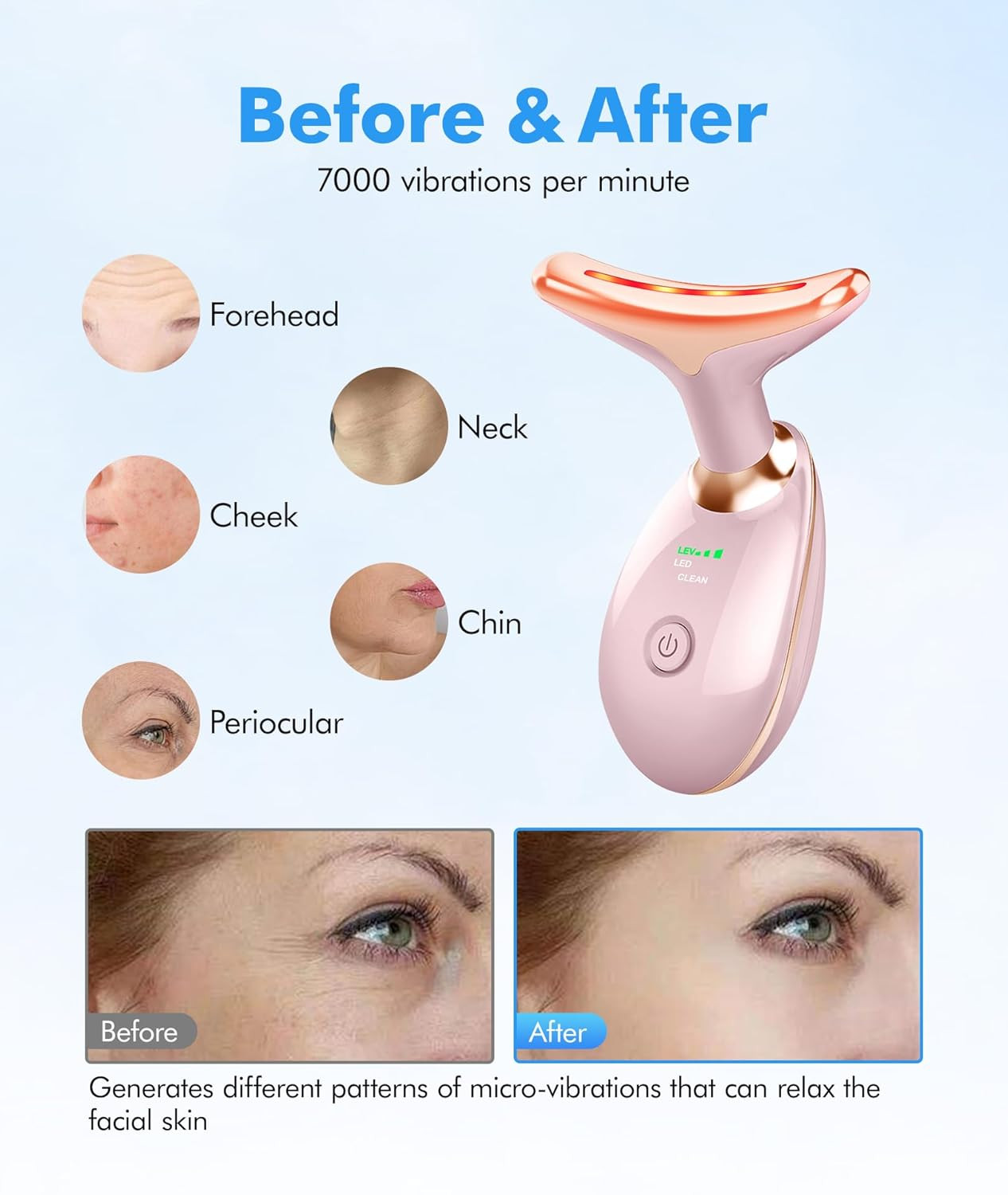 Red-Light-Therapy-for-Face-and-Neck, 7 Color Face Massager Tool for Wrinkles, Do
