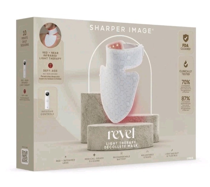 Sharper Image Revel LED Light Therapy Neck & Décolletage Mask New Sealed