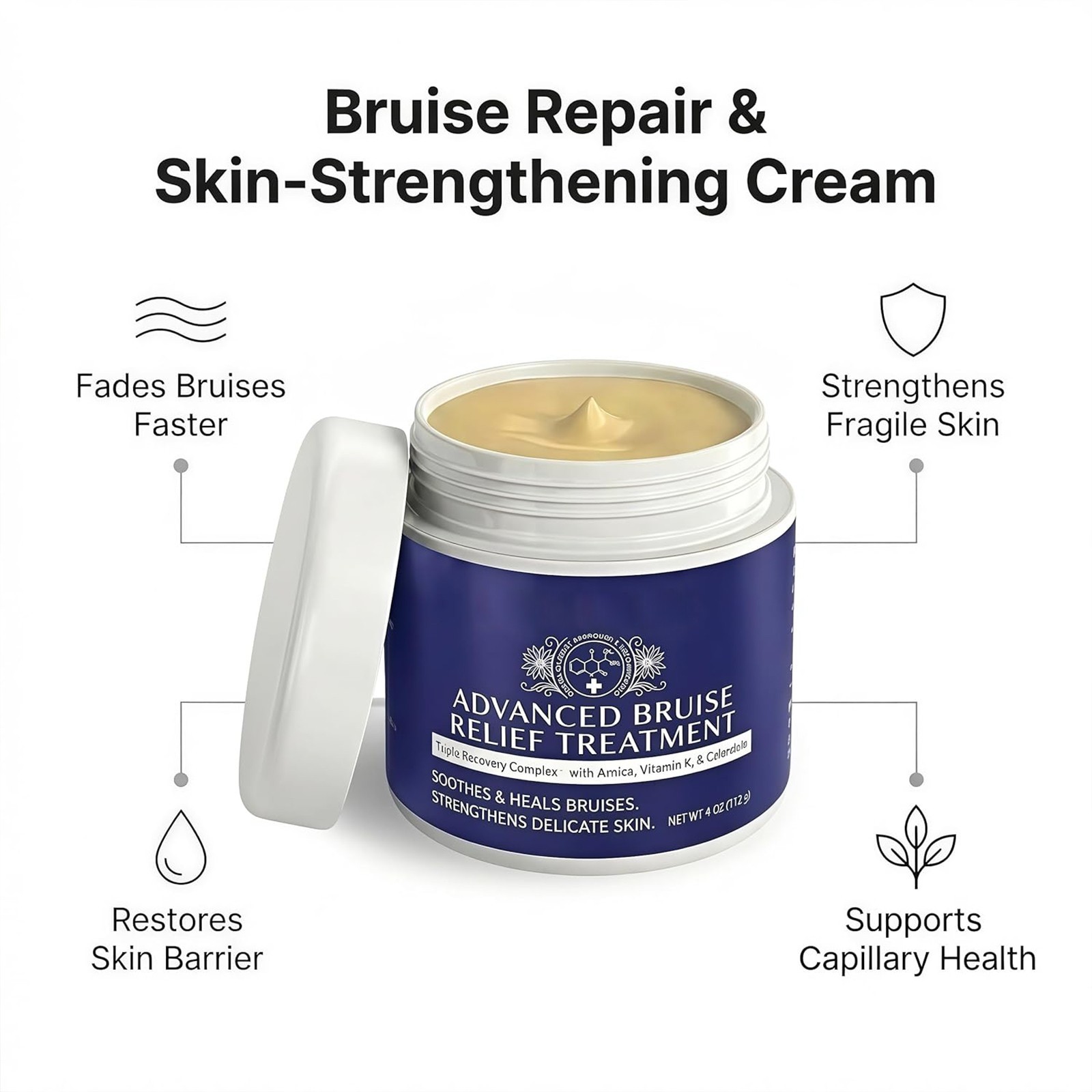 Arnica Bruise Repair Cream with Vitamin K C E Skin Renewal for Seniors Thin Skin