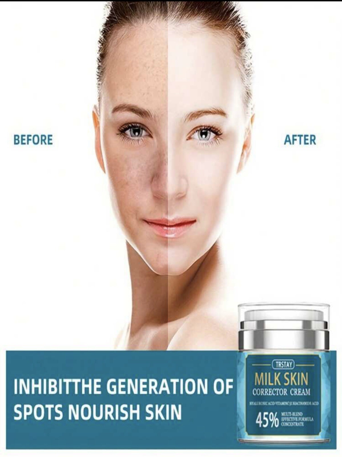 MILK SKIN CORRECTOR CREAM Hyaluronic Acid Vitamin/Amino Acid 45%