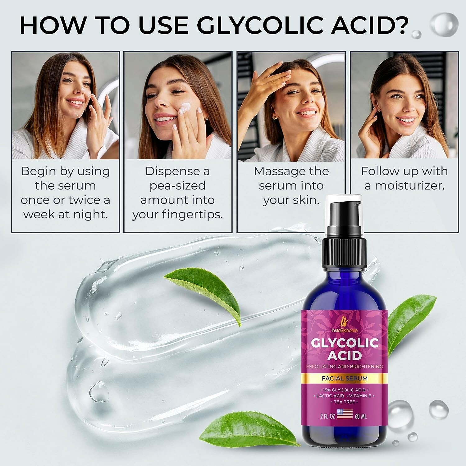 Glycolic Acid Serum for Face 15% Strength – Extra Large Size (2Oz) New Formula
