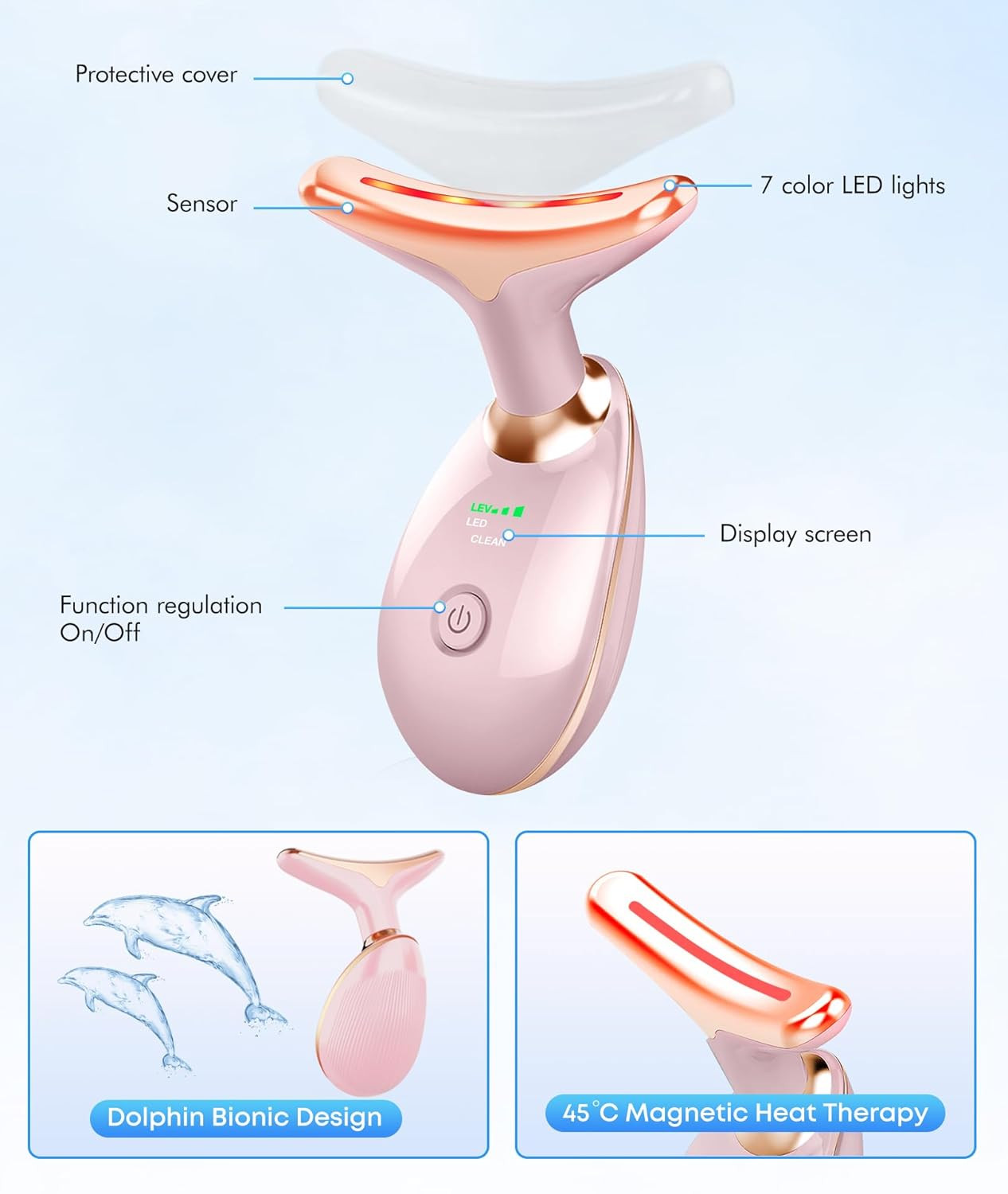 Red-Light-Therapy-for-Face-and-Neck, 7 Color Face Massager Tool for Wrinkles, Do