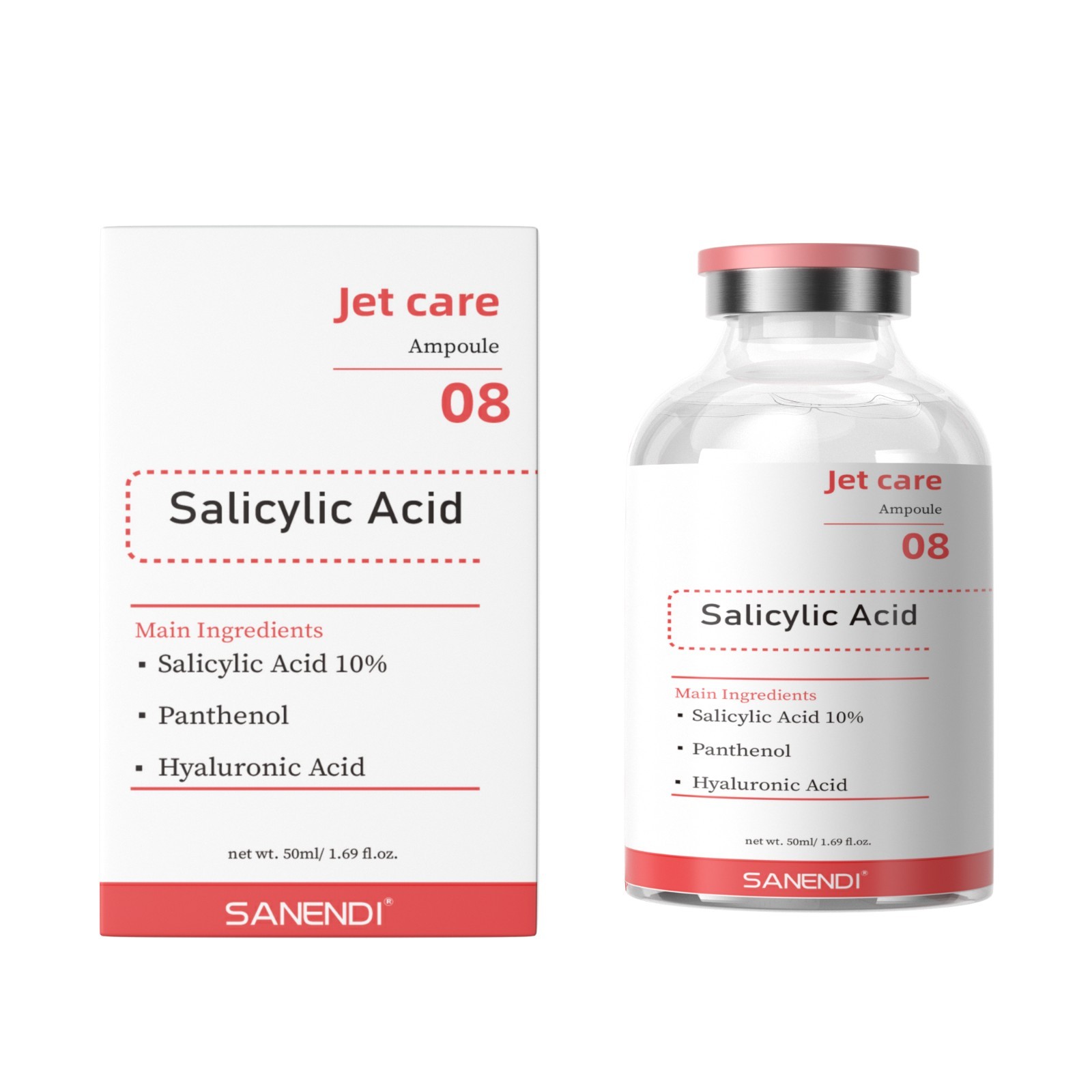 SANENDI Jet Care 08 10% Salicylic Acid Ampoule Serum, 50ml Pore Purifying Oil